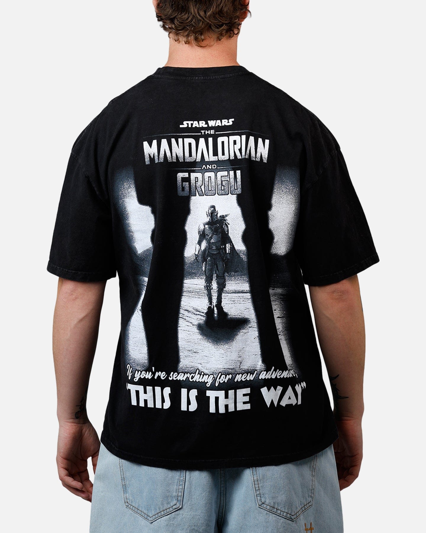 73studio Star Wars Stand Off Glitter T - Shirt Black Acidwash