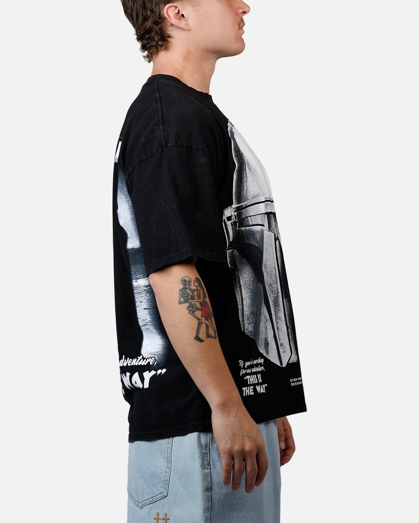 73studio Star Wars Stand Off Glitter T - Shirt Black Acidwash