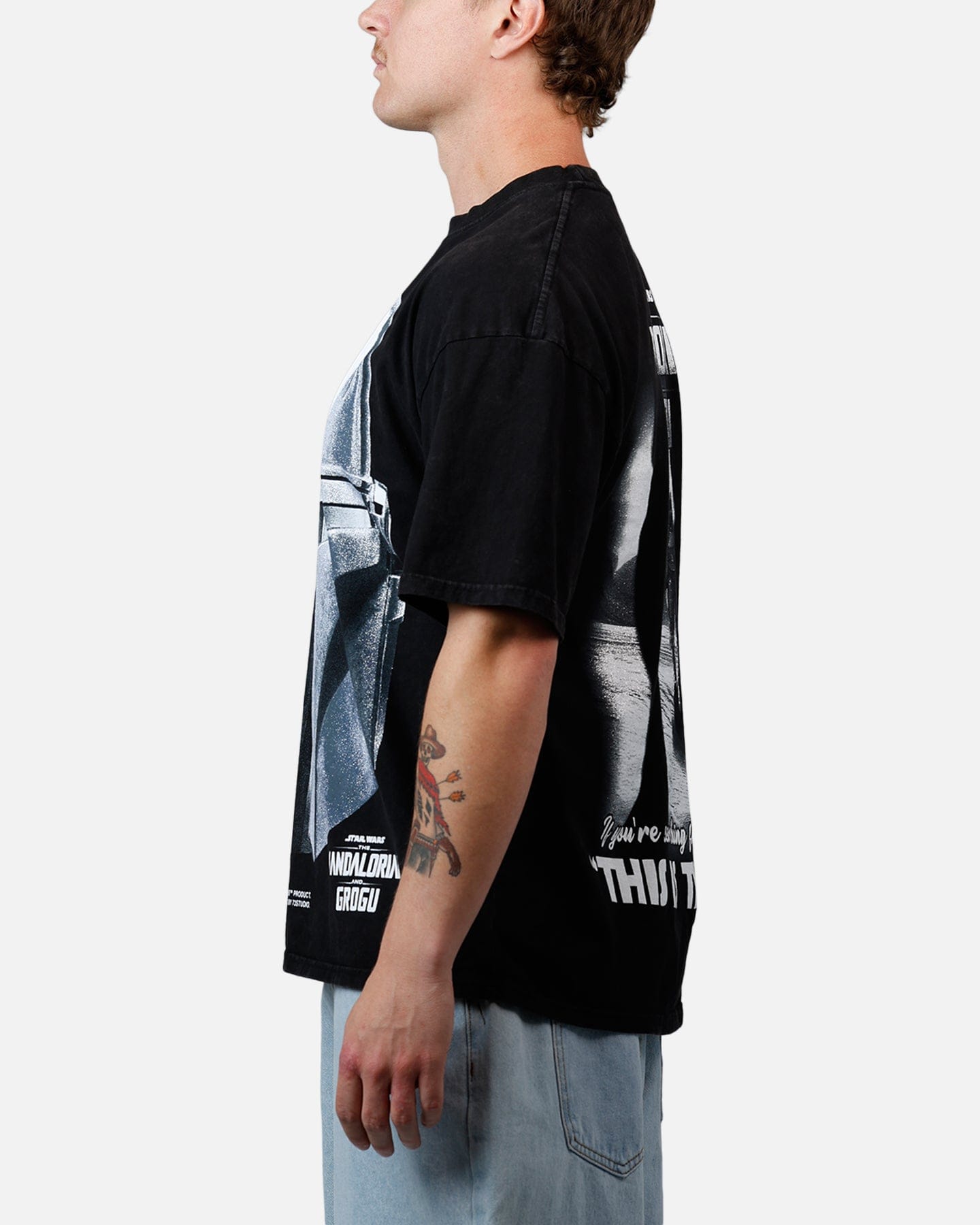 73studio Star Wars Stand Off Glitter T - Shirt Black Acidwash