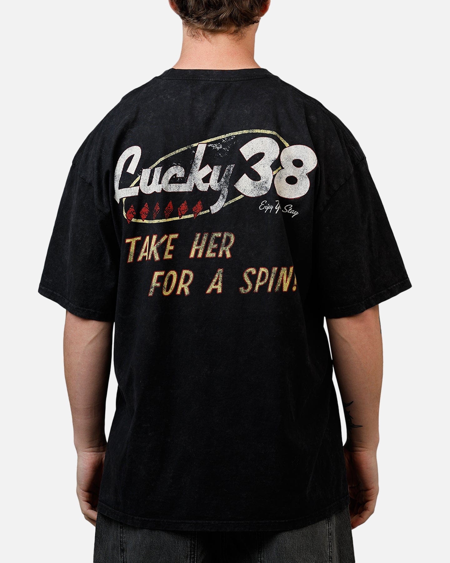 73studio x Fallout: New Vegas Lucky 38 T - Shirt Black Acidwash