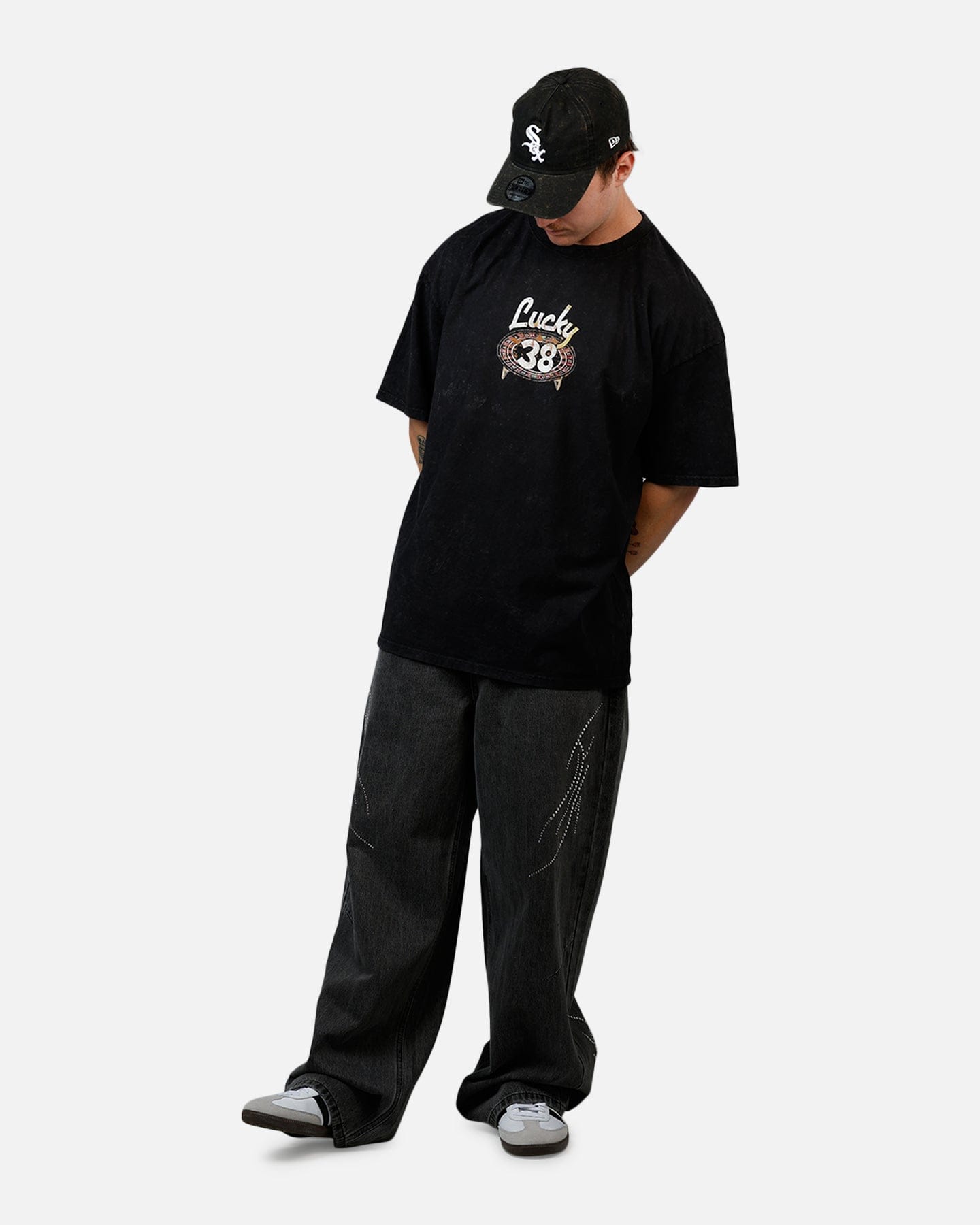 73studio x Fallout: New Vegas Lucky 38 T - Shirt Black Acidwash