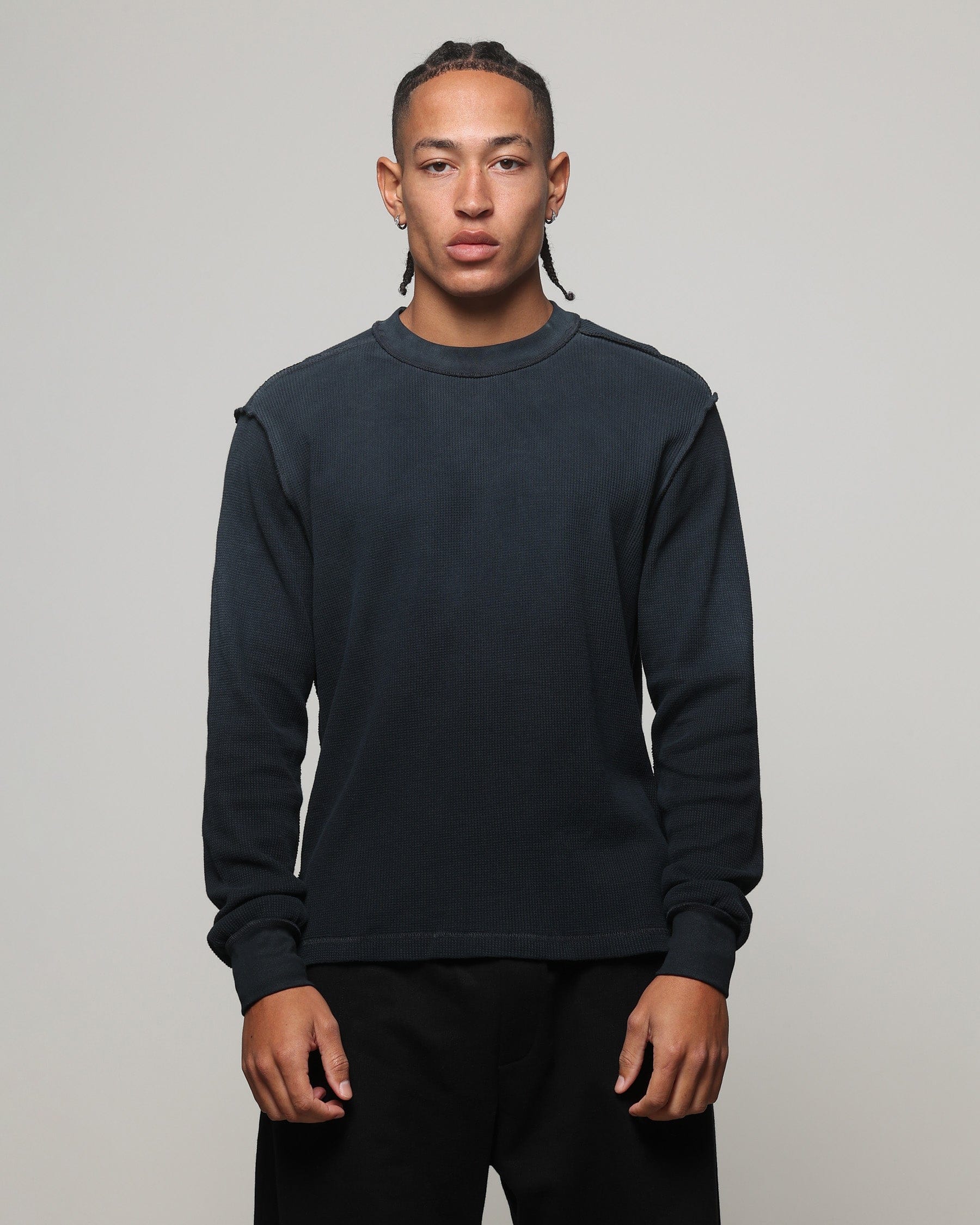 American Thrift Long Sleeve Thermal T - Shirt Washed Black