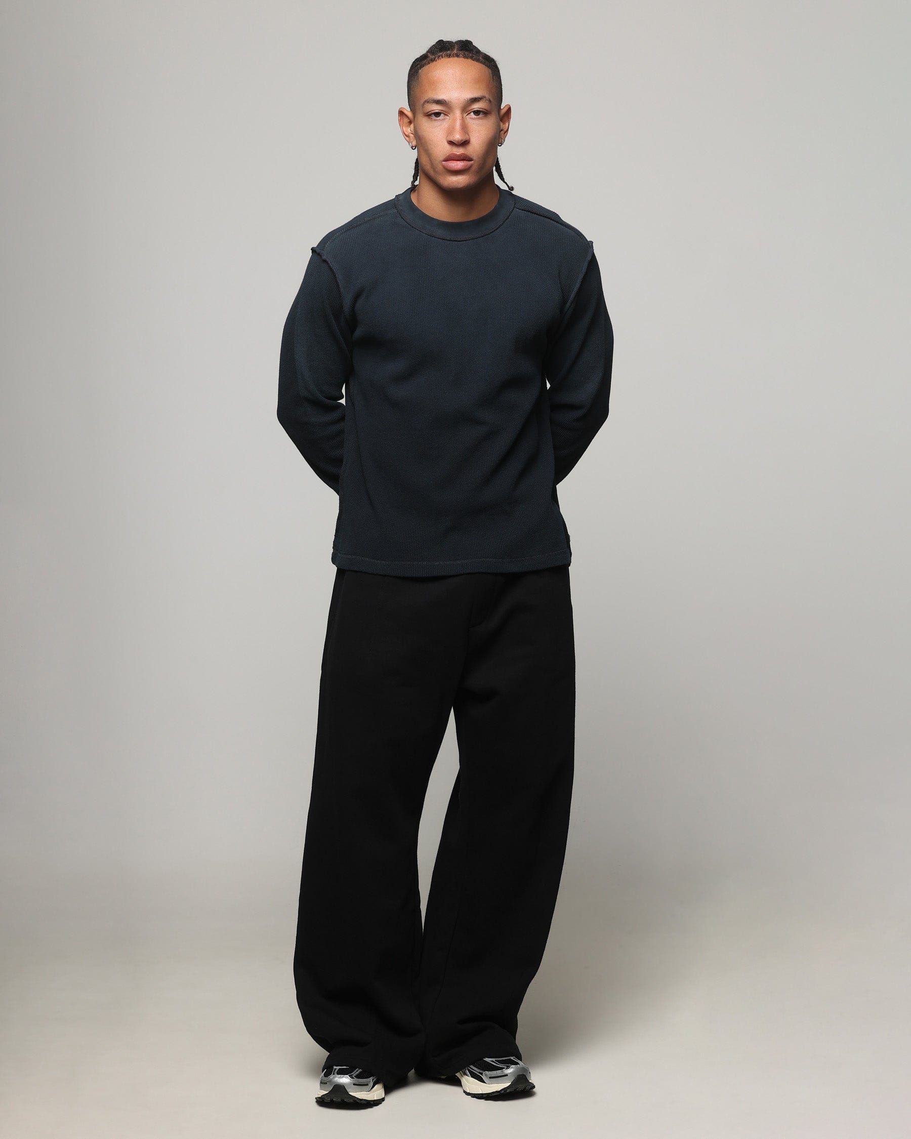American Thrift Long Sleeve Thermal T - Shirt Washed Black