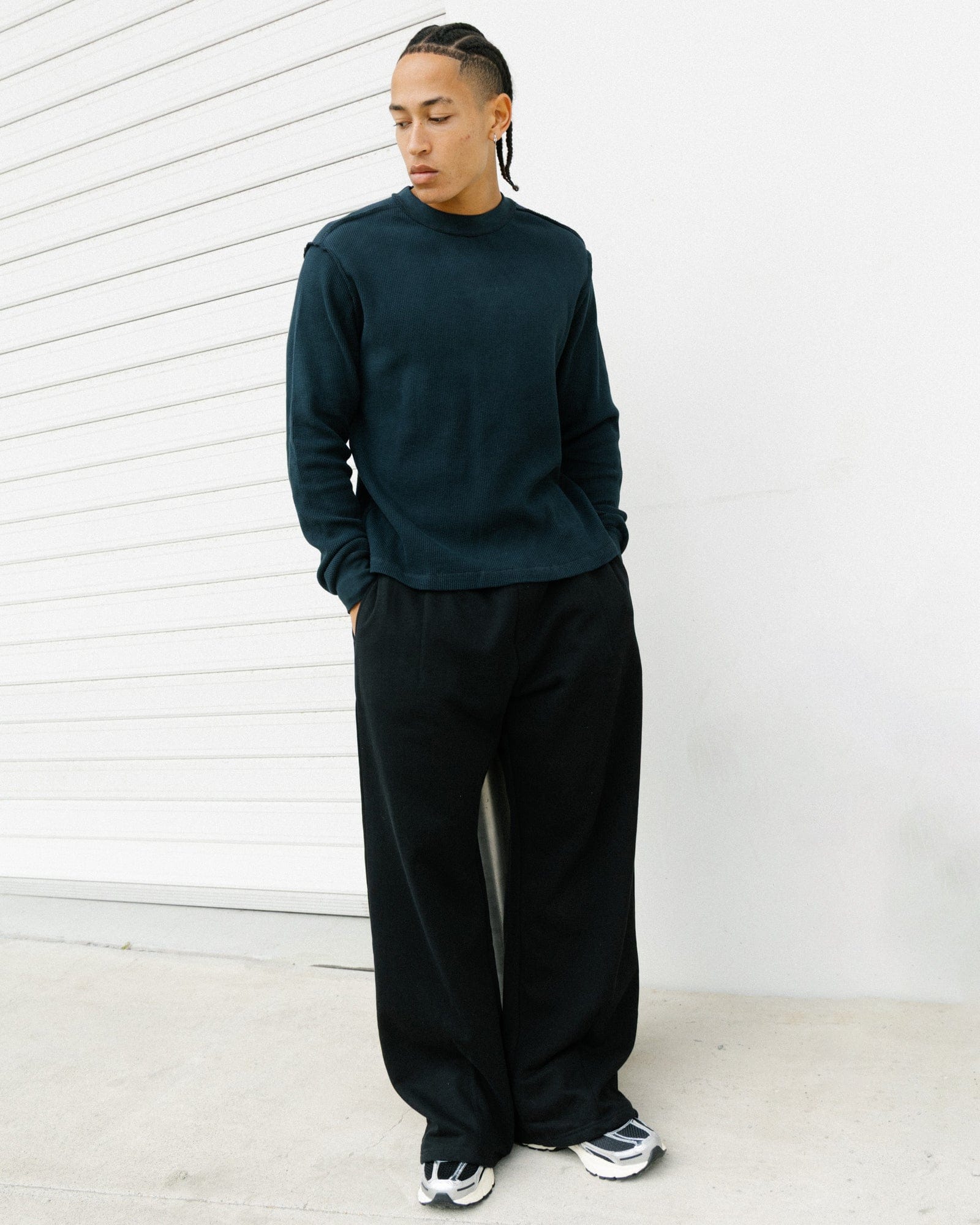 American Thrift Long Sleeve Thermal T - Shirt Washed Black