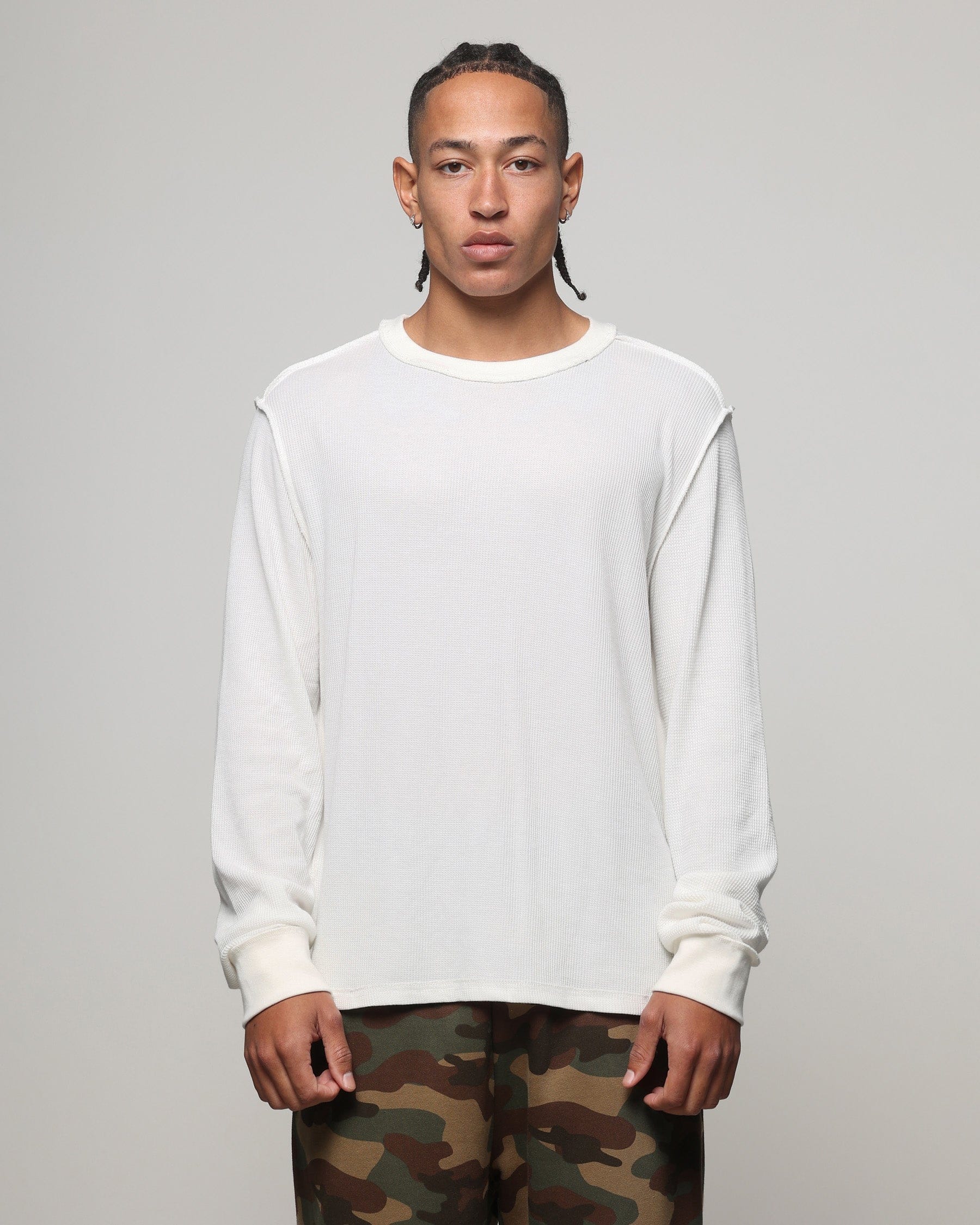 American Thrift Long Sleeve Thermal T - Shirt Off White