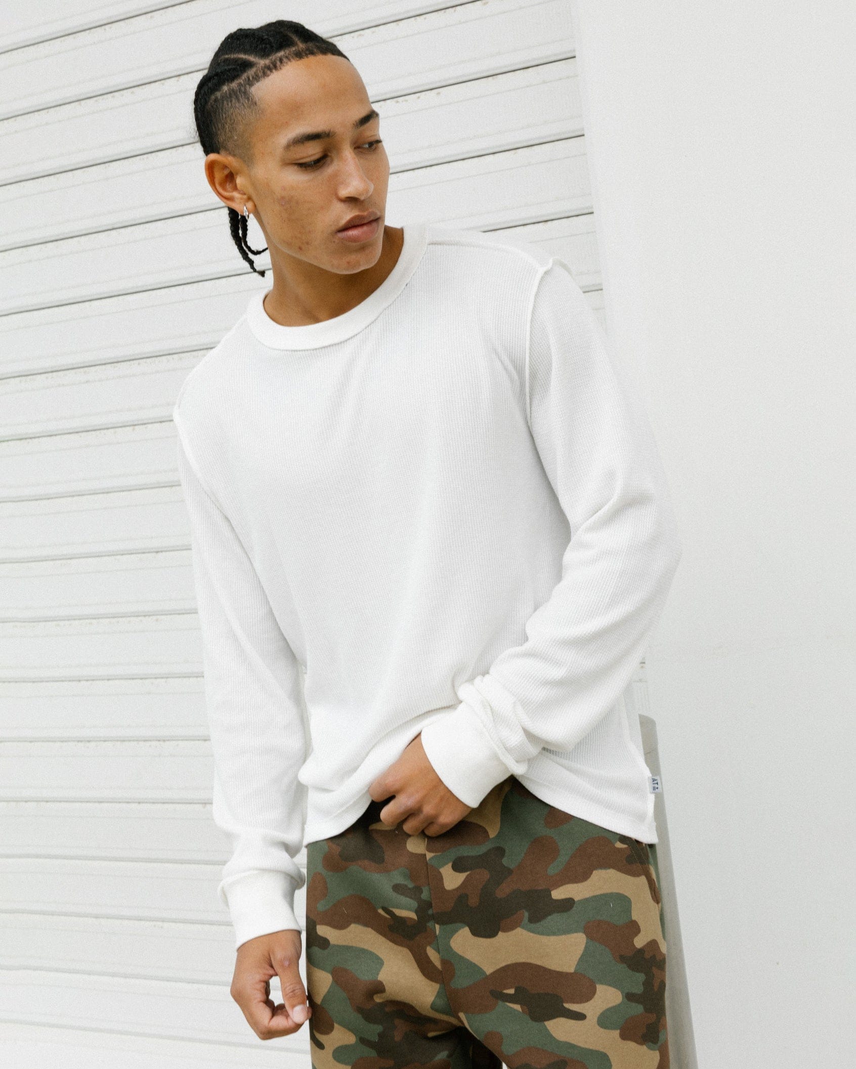 American Thrift Long Sleeve Thermal T - Shirt Off White