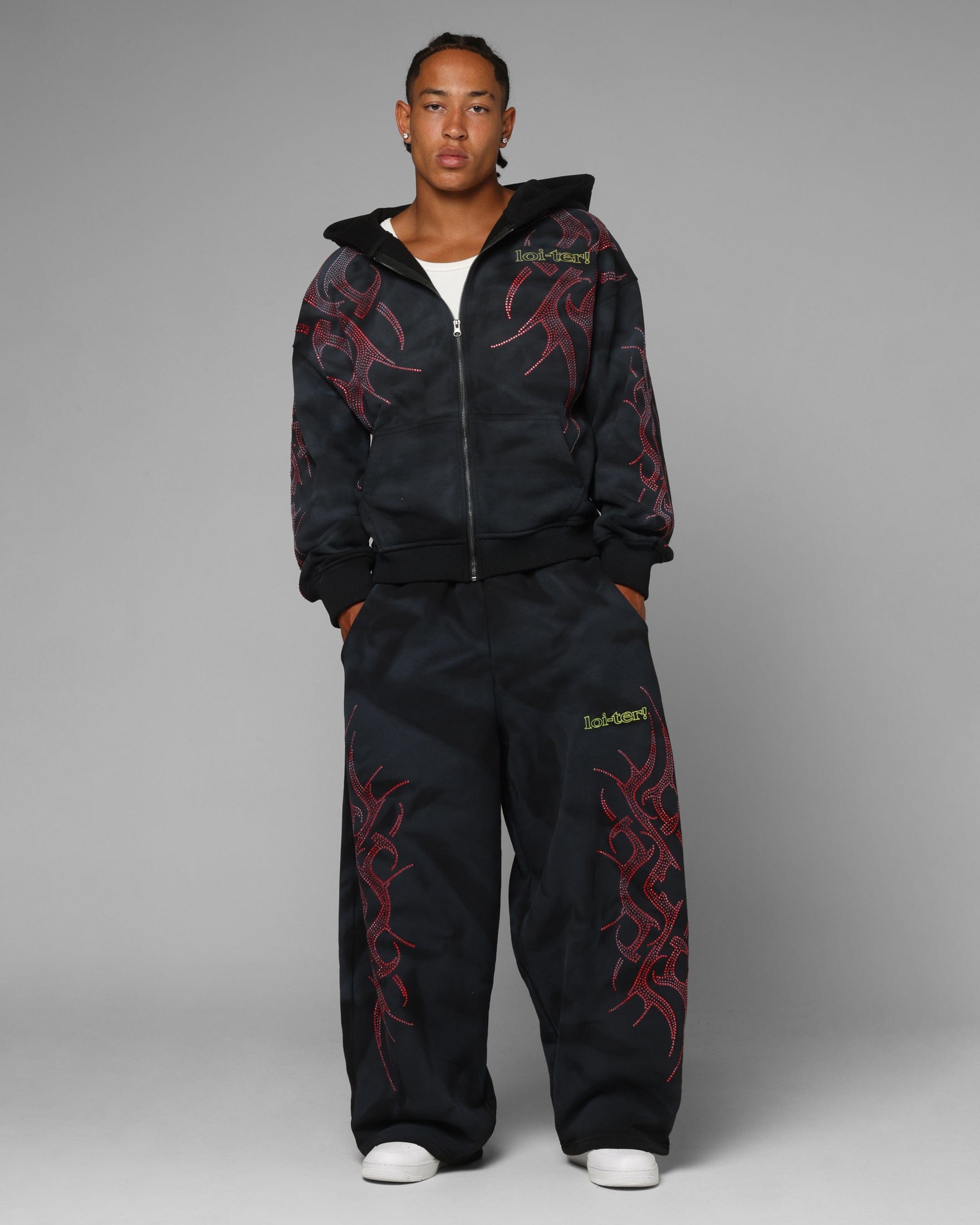 Loiter x Yu - Gi - Oh! Slifer Sky Dragon Sweatpants Black Wash