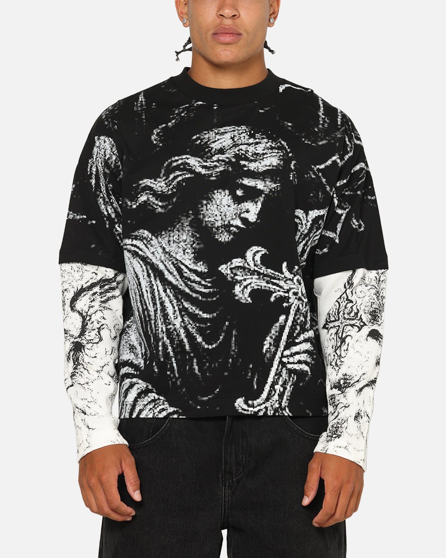 Saint Morta Crossbearer Layer Long Sleeve T - Shirt Vintage Black