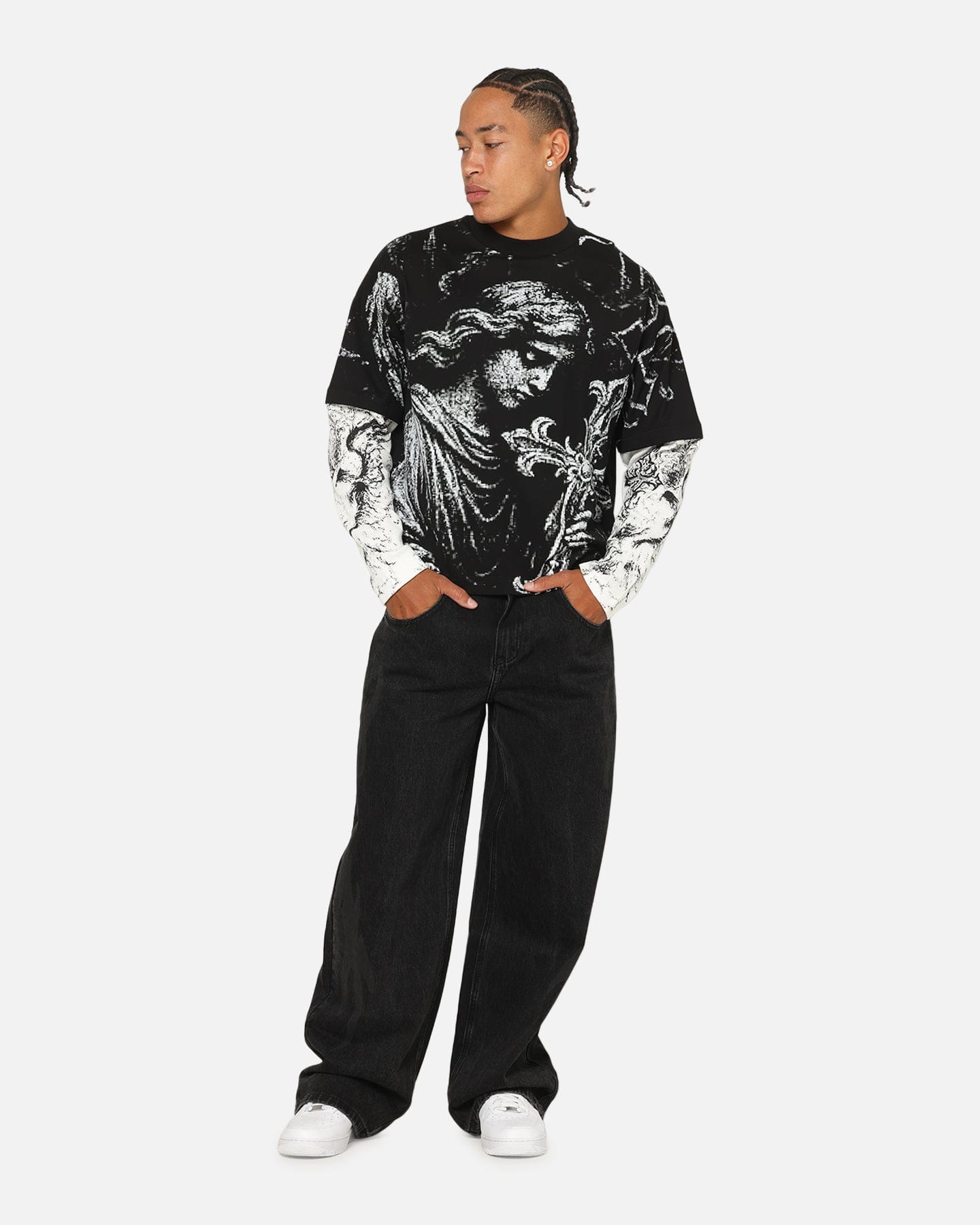 Saint Morta Crossbearer Layer Long Sleeve T - Shirt Vintage Black