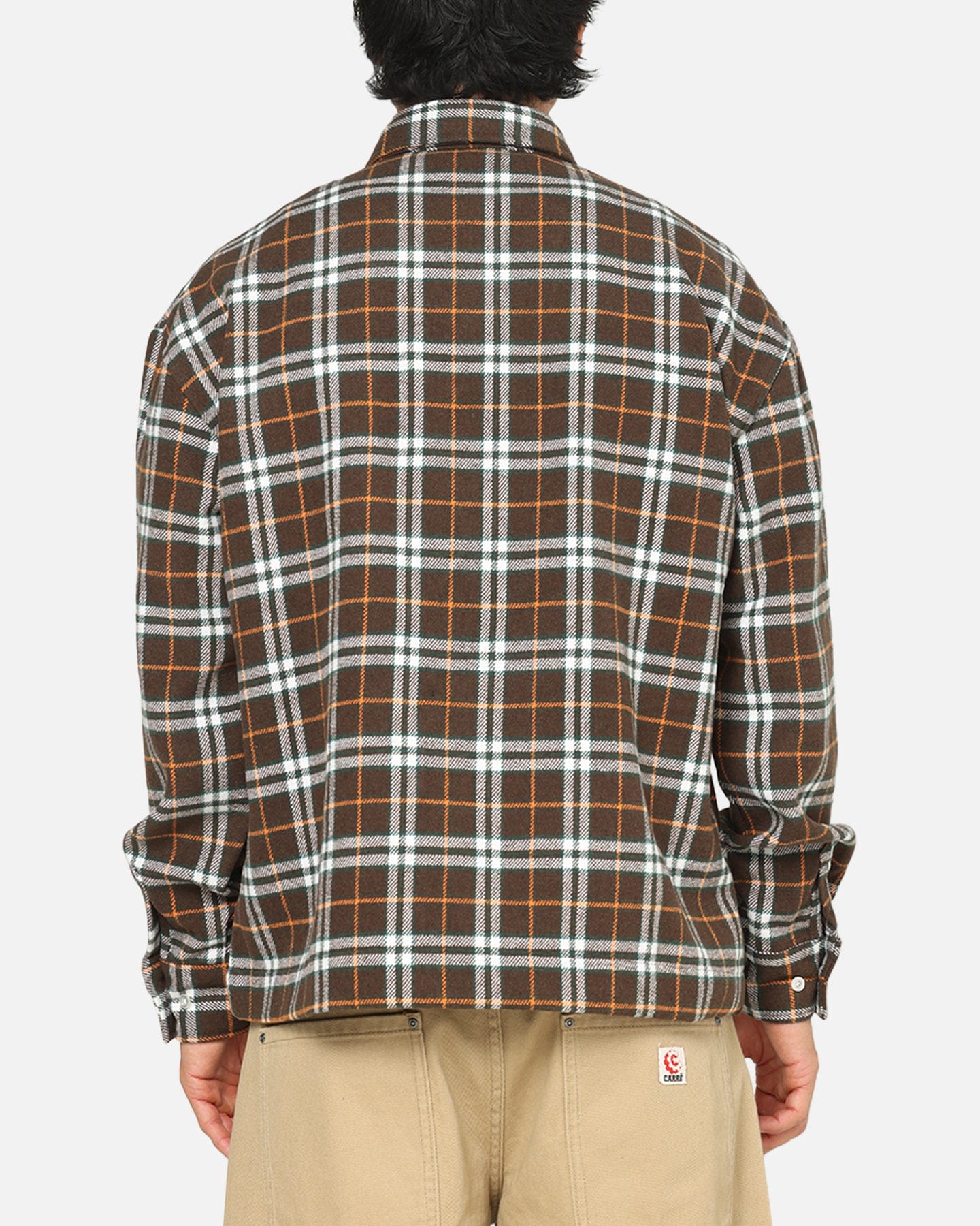 Carre Workwear Long Sleeve Button Up Shirt Brown - Plaid