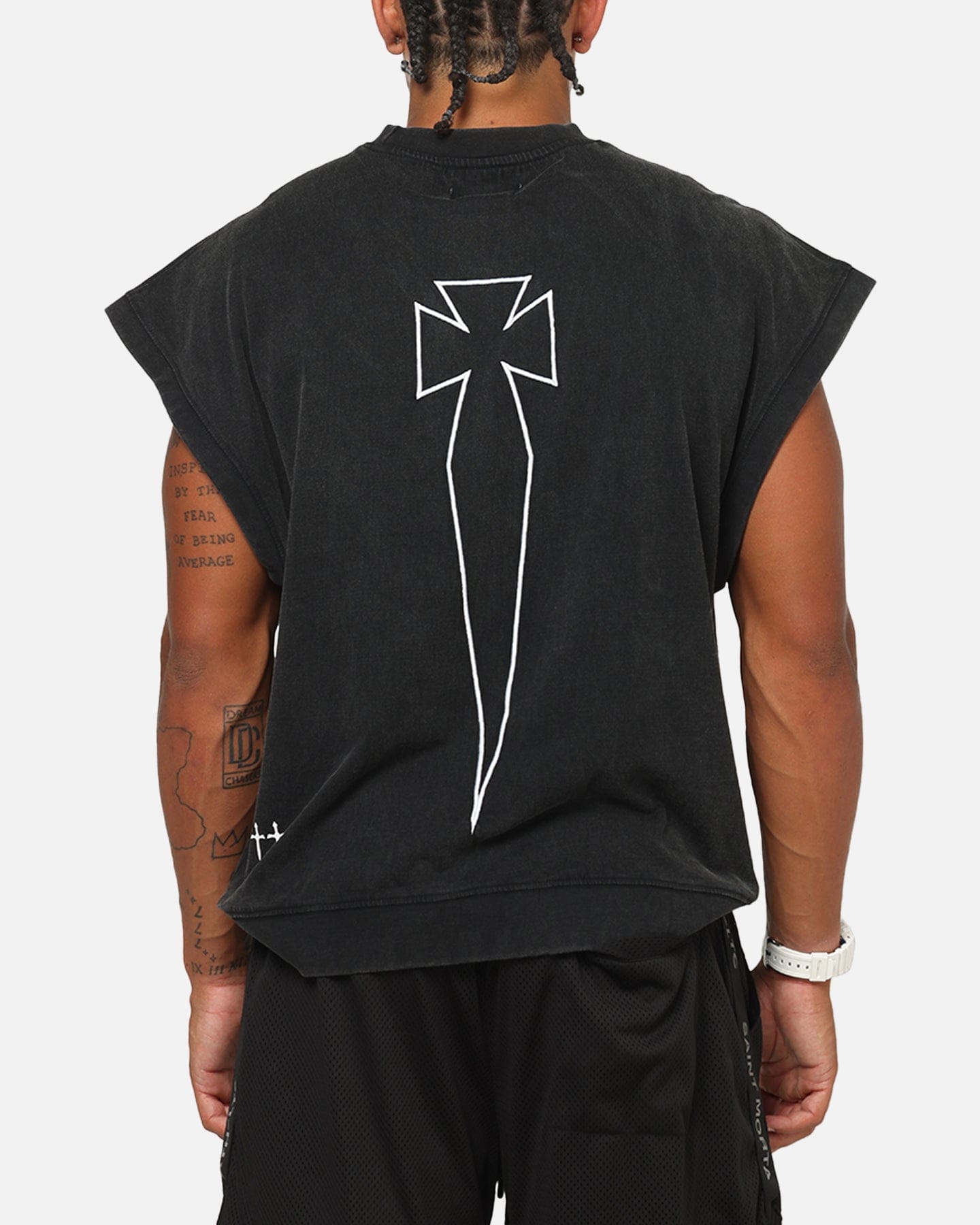 Saint Morta Athletc Cut Off Sweat T - Shirt Washed Black