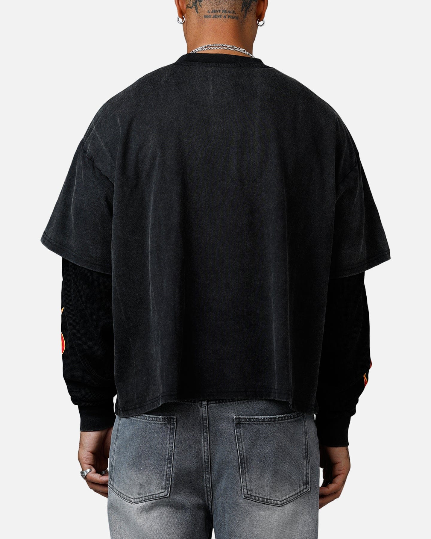 MNML Double Layer Thermal Long Sleeve T - Shirt Washed Black