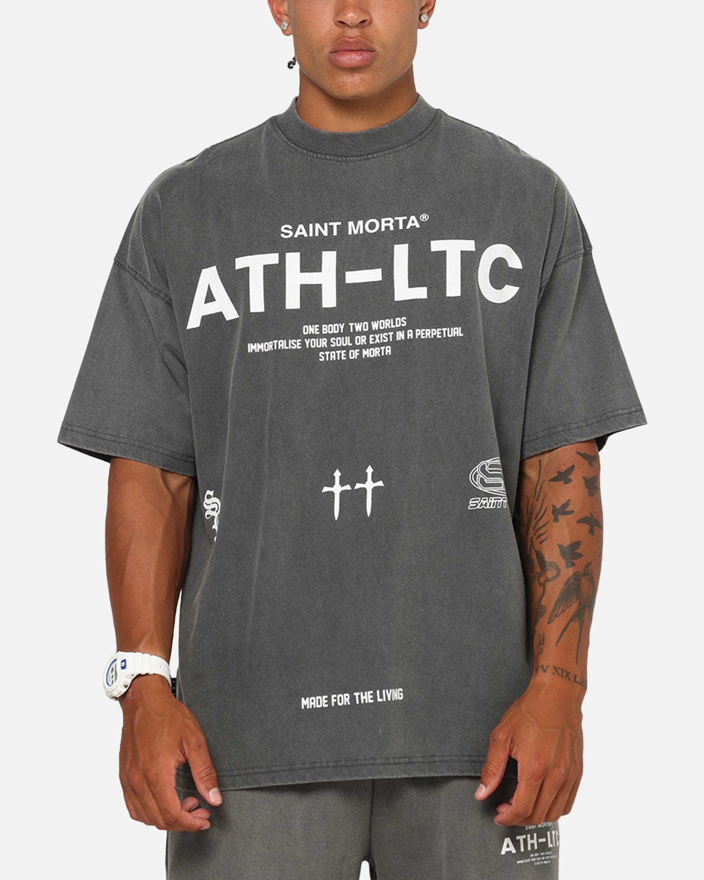 Saint Morta Athltc T - Shirt Washed Charcoal