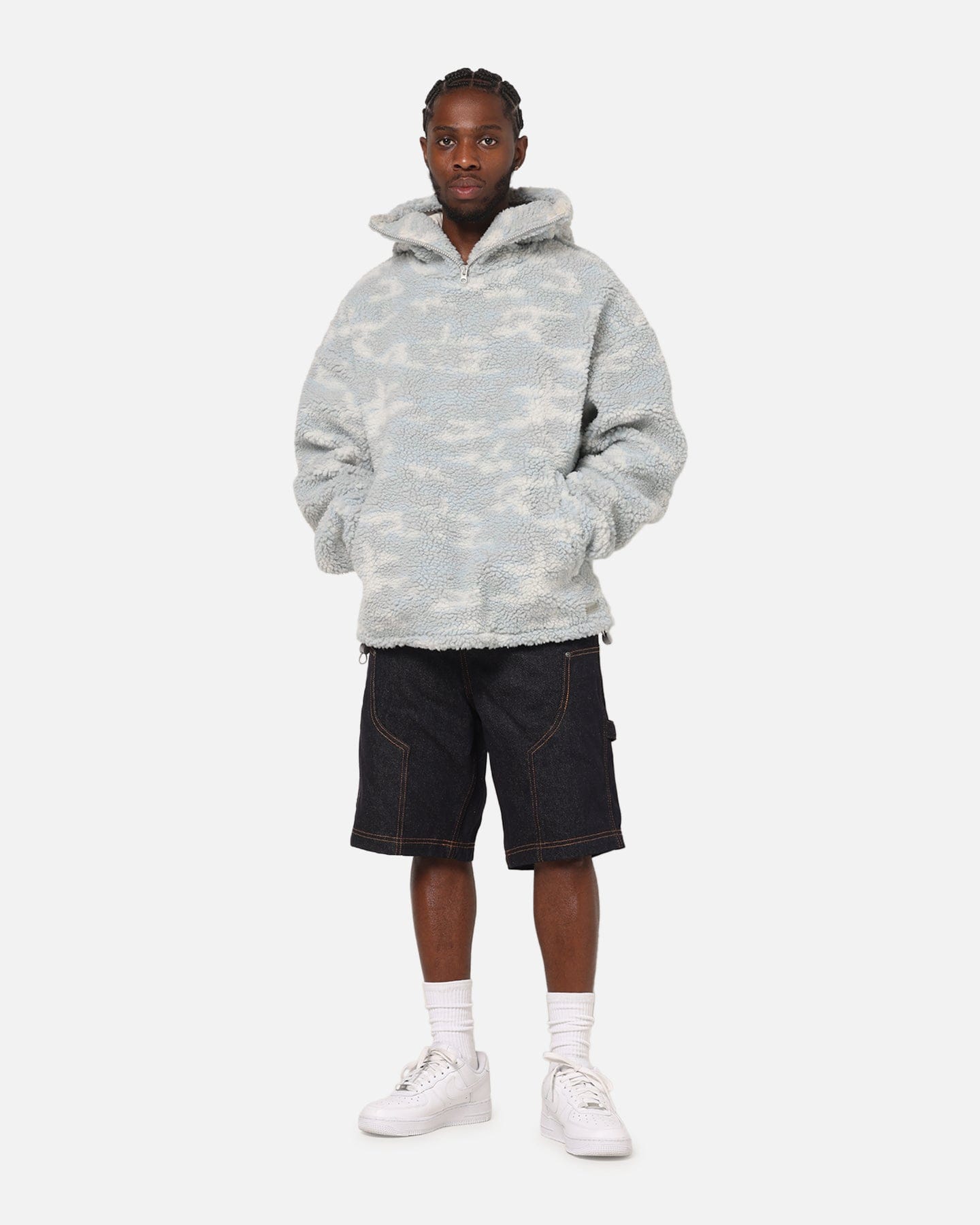 Carre Sherpa Hooded Jumper Snow Camo