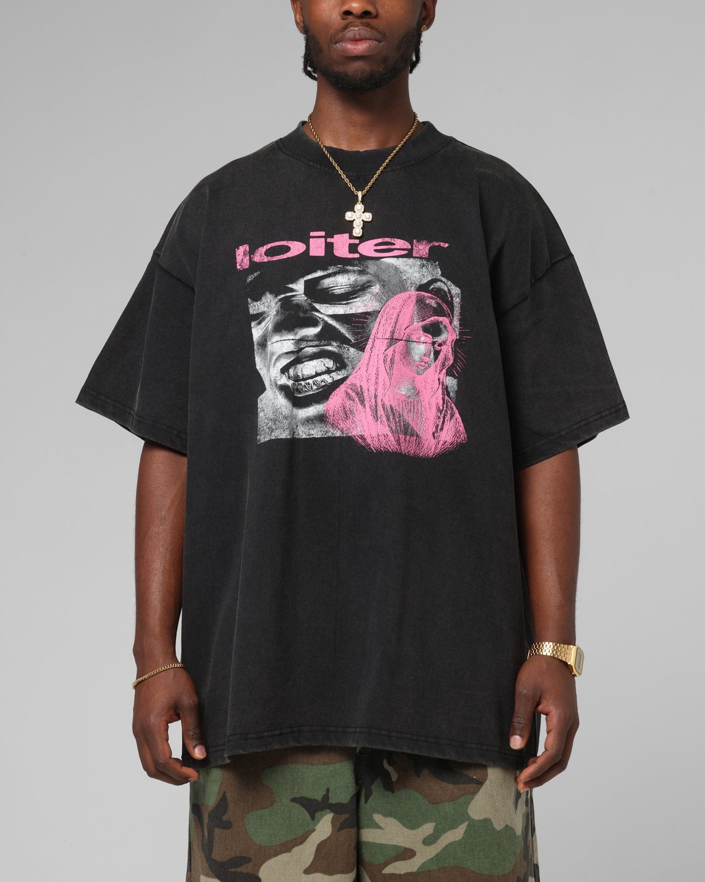 Loiter Silicone Premium Vintage T - Shirt Washed Black