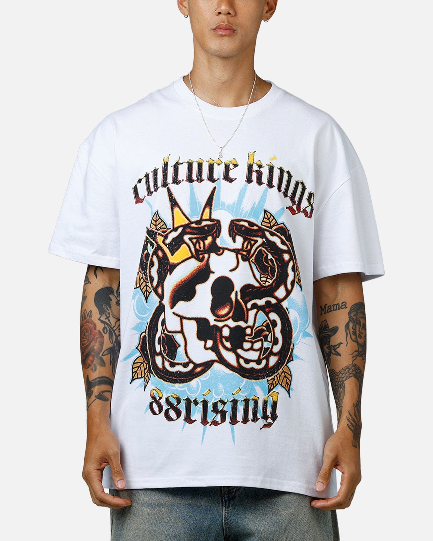 WHITE* Culture Kings x 88Rising Snake T - Shirt White