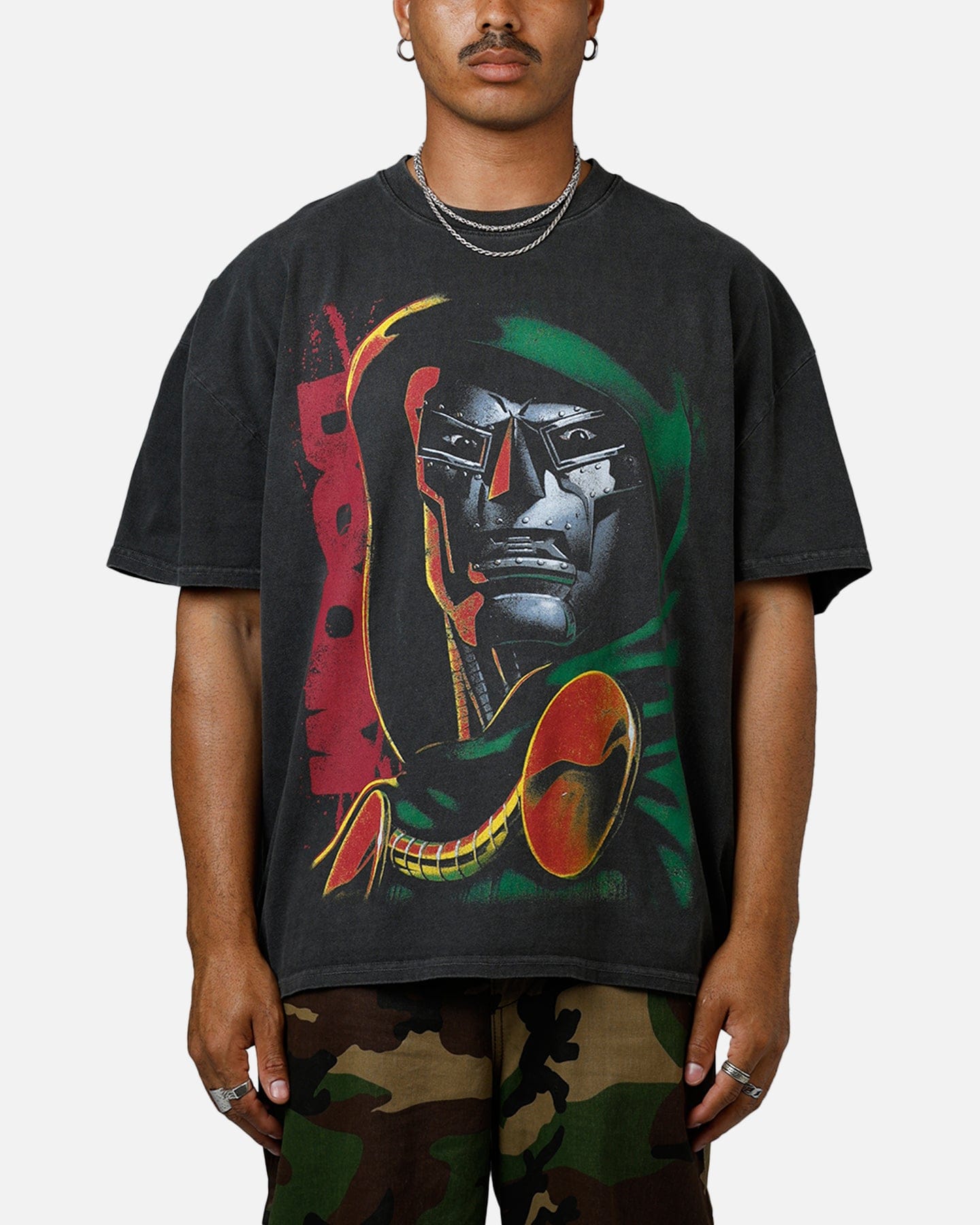 73studio Marvel Doctor Doom Heavyweight T - Shirt Black Wash
