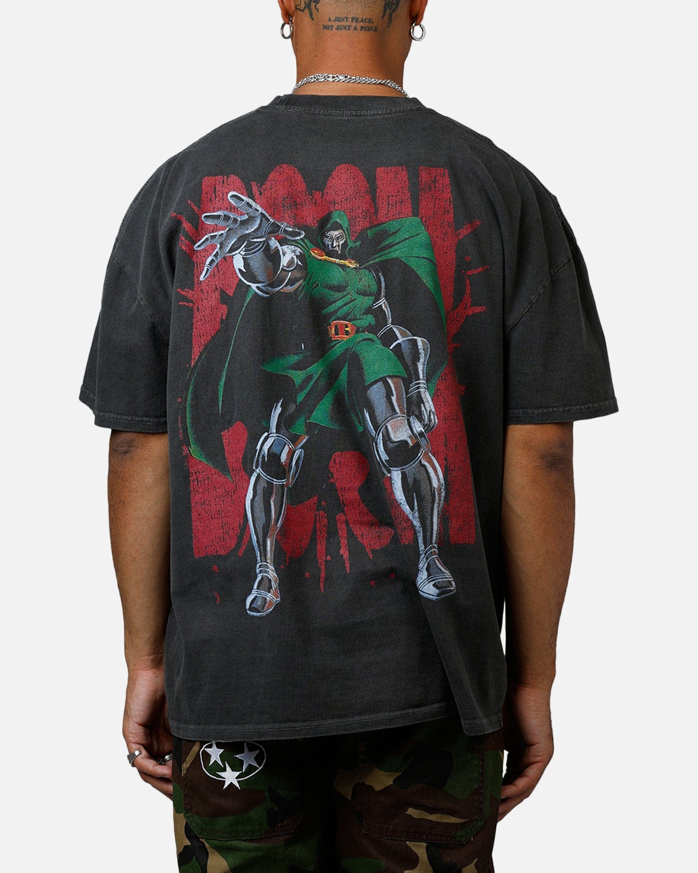 73studio Marvel Doctor Doom Heavyweight T - Shirt Black Wash