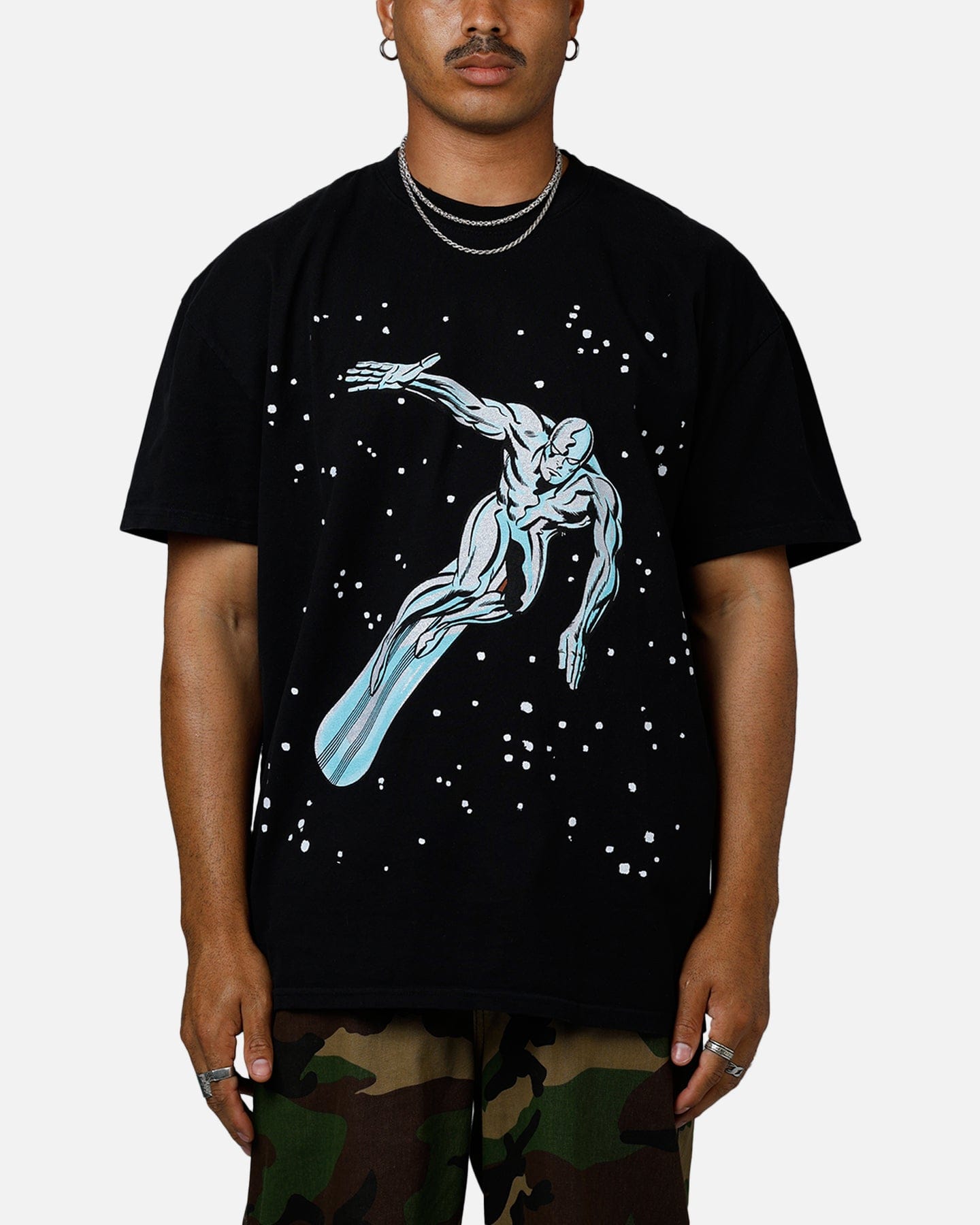 73studio Marvel Fantastic Four Silver Surfer Vintage T - Shirt Black