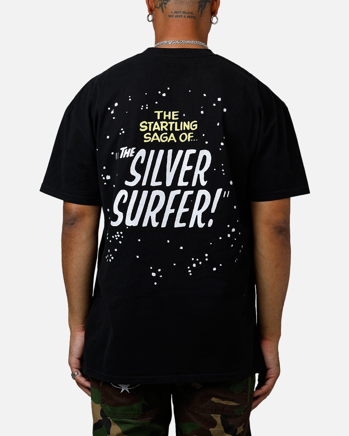 73studio Marvel Fantastic Four Silver Surfer Vintage T - Shirt Black