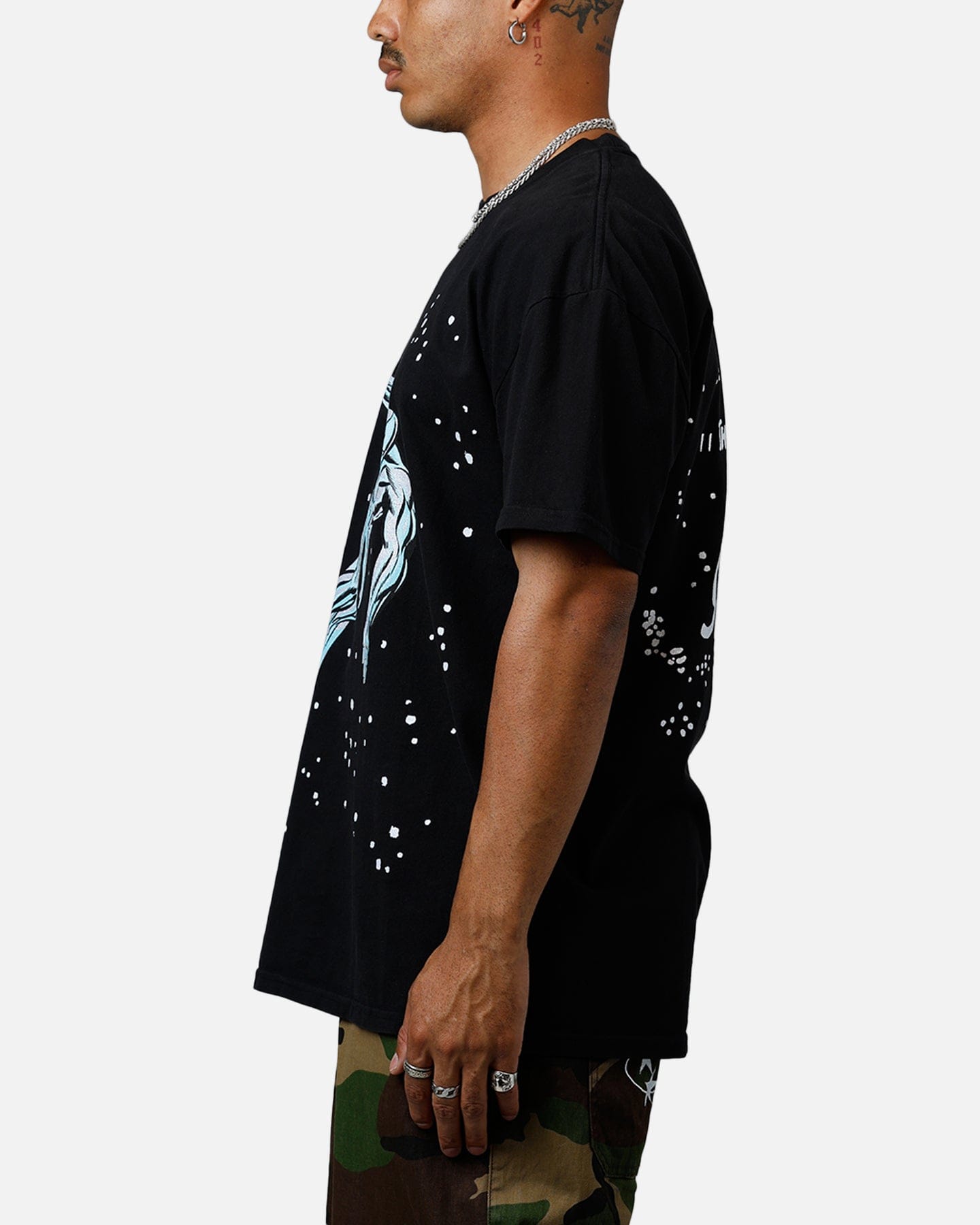 73studio Marvel Fantastic Four Silver Surfer Vintage T - Shirt Black