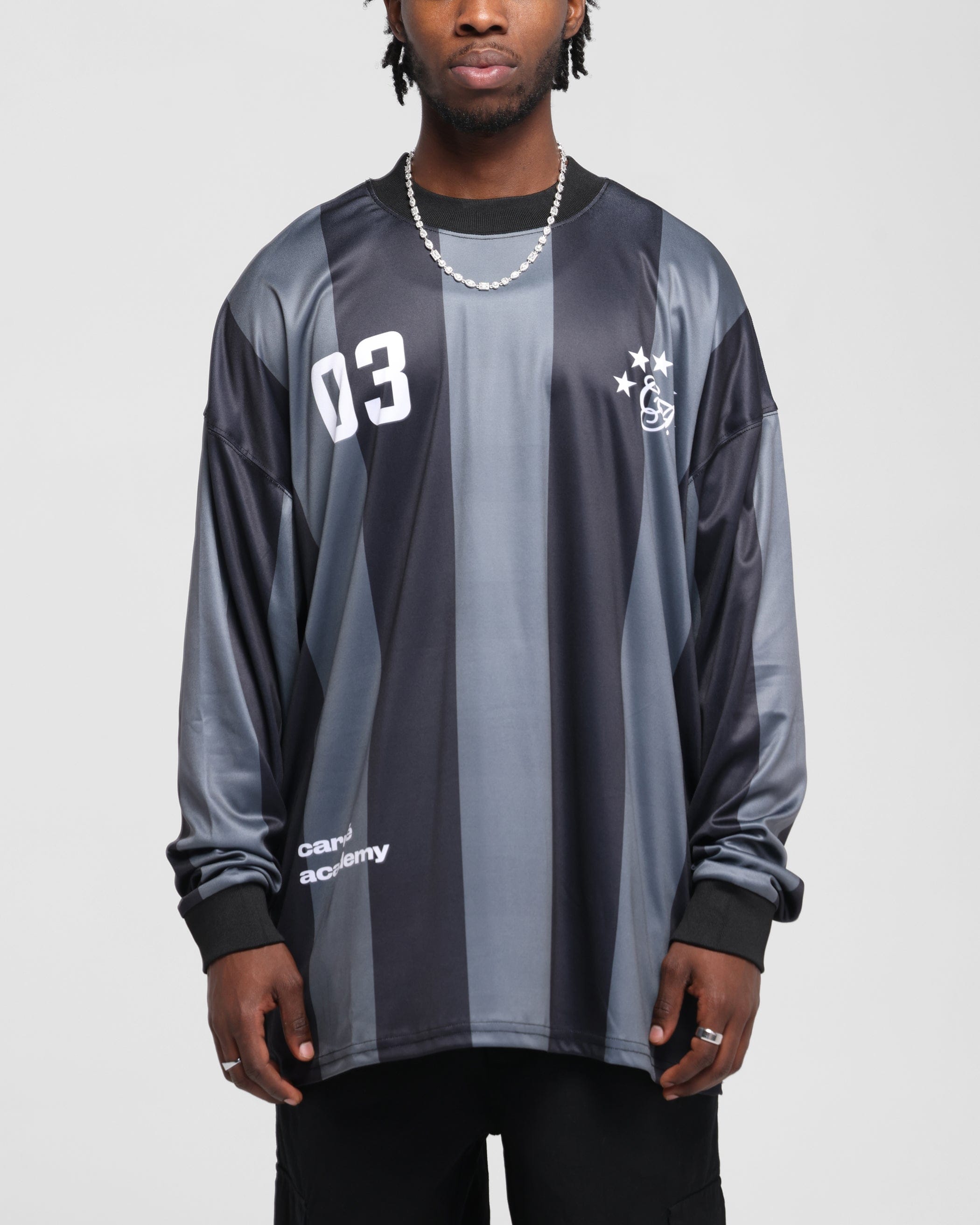 Carre Academy Oversized Long Sleeve T - Shirt Black/Grey