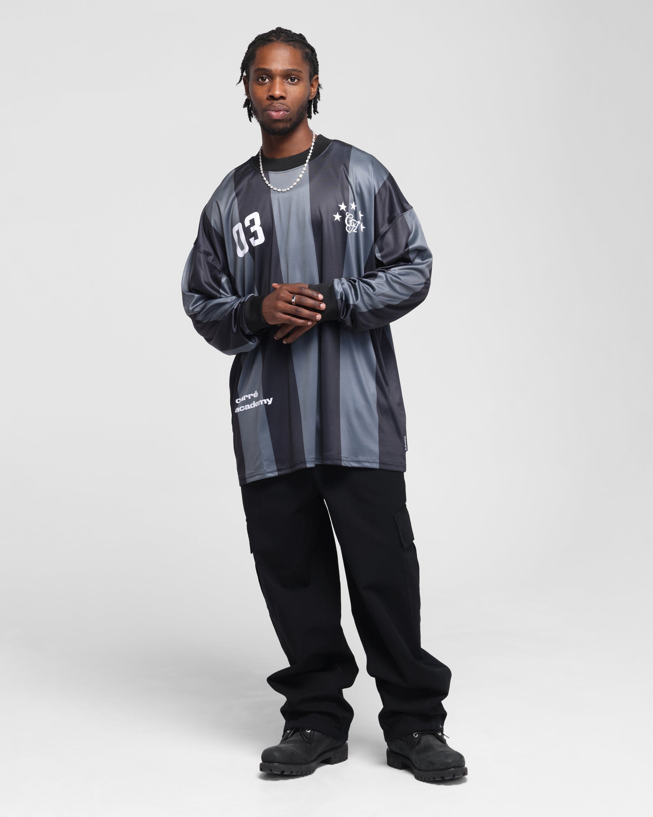 Carre Academy Oversized Long Sleeve T - Shirt Black/Grey