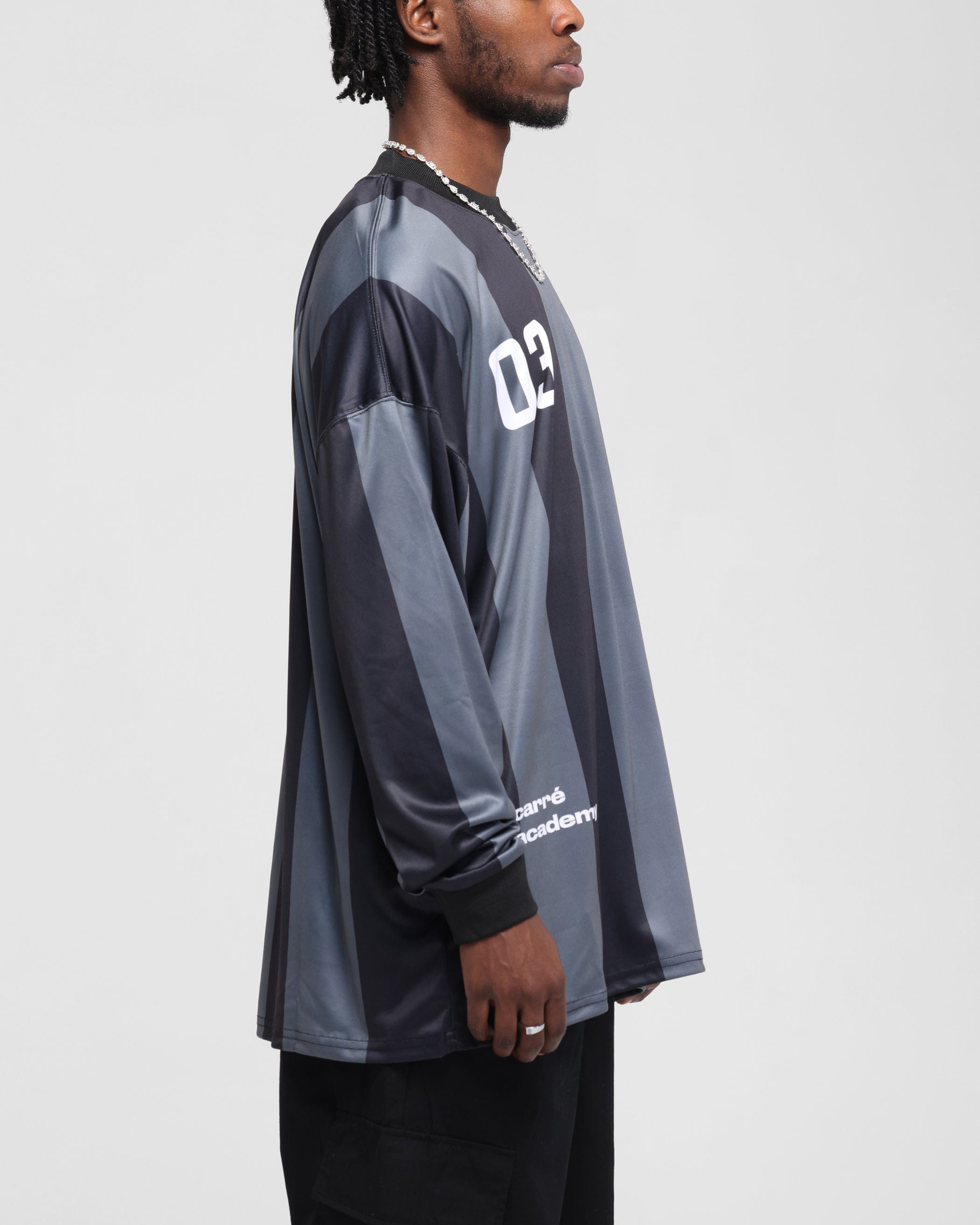Carre Academy Oversized Long Sleeve T - Shirt Black/Grey