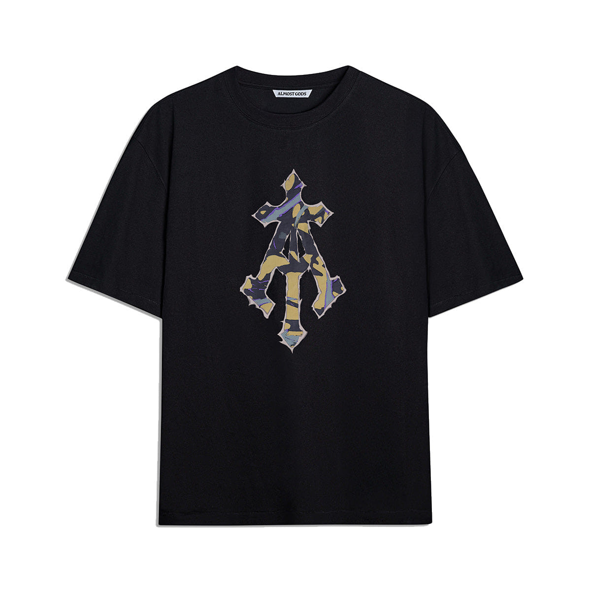 Almost Gods Echo Alpha Cross Boxy T-Shirt in Black