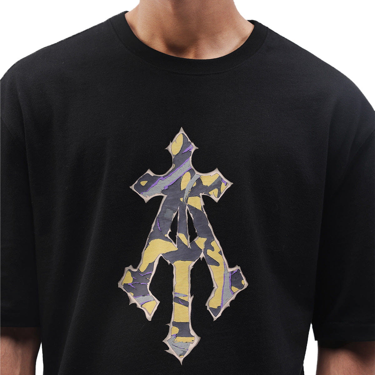 Almost Gods Echo Alpha Cross Boxy T-Shirt in Black