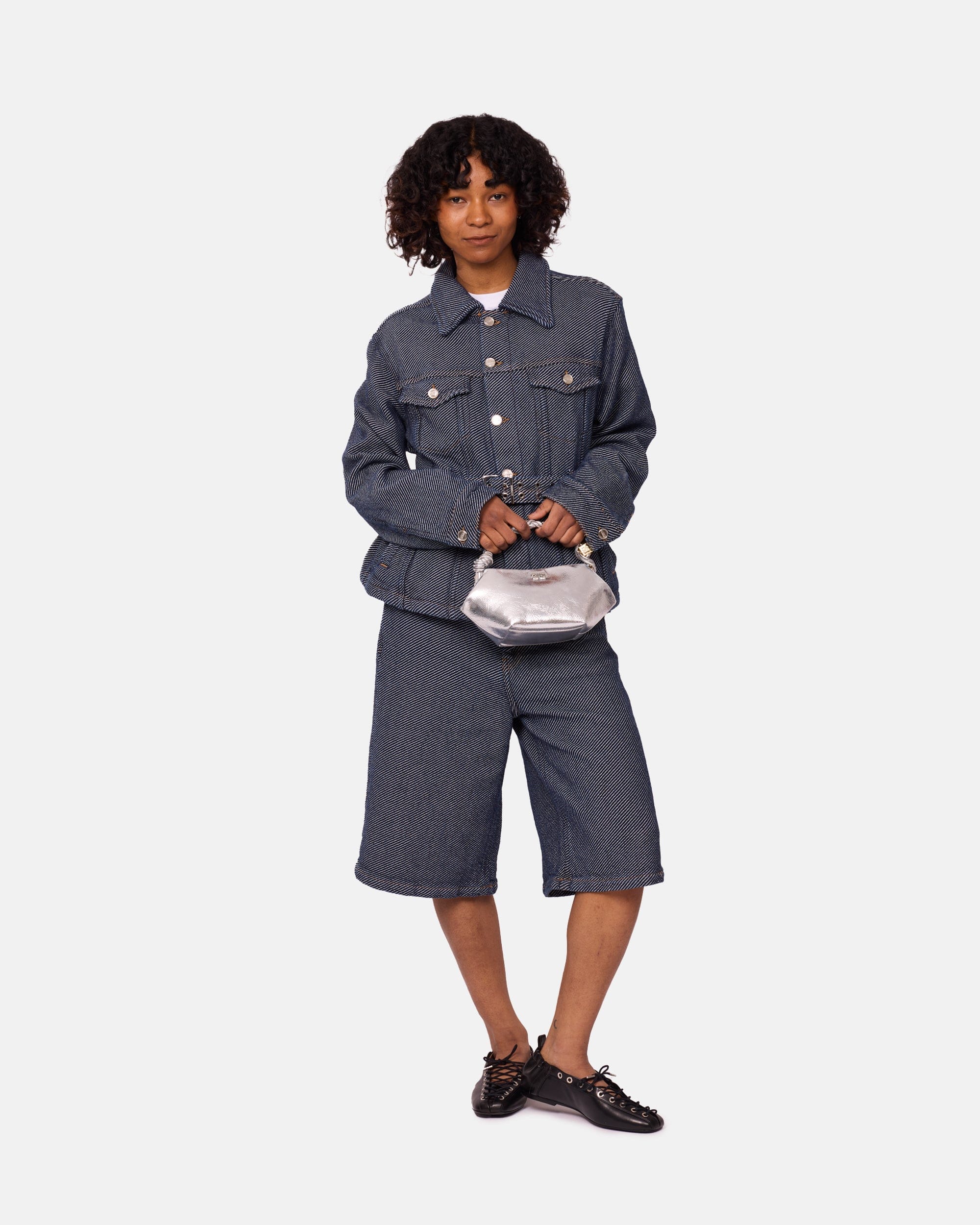 GANNI A/S Heavy Twill Denim Short Jacket