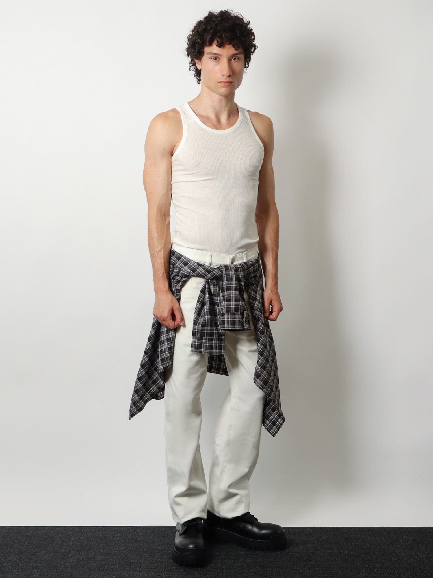 Numeri 123456789 White denim trousers