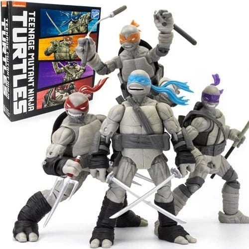 Toyshnip Teenage Mutant Ninja Turtles BST AXN Turtles IDW Comic Black and White 5 - Inch Action Figure 4 - Pack - SDCC 2023 Exclusive