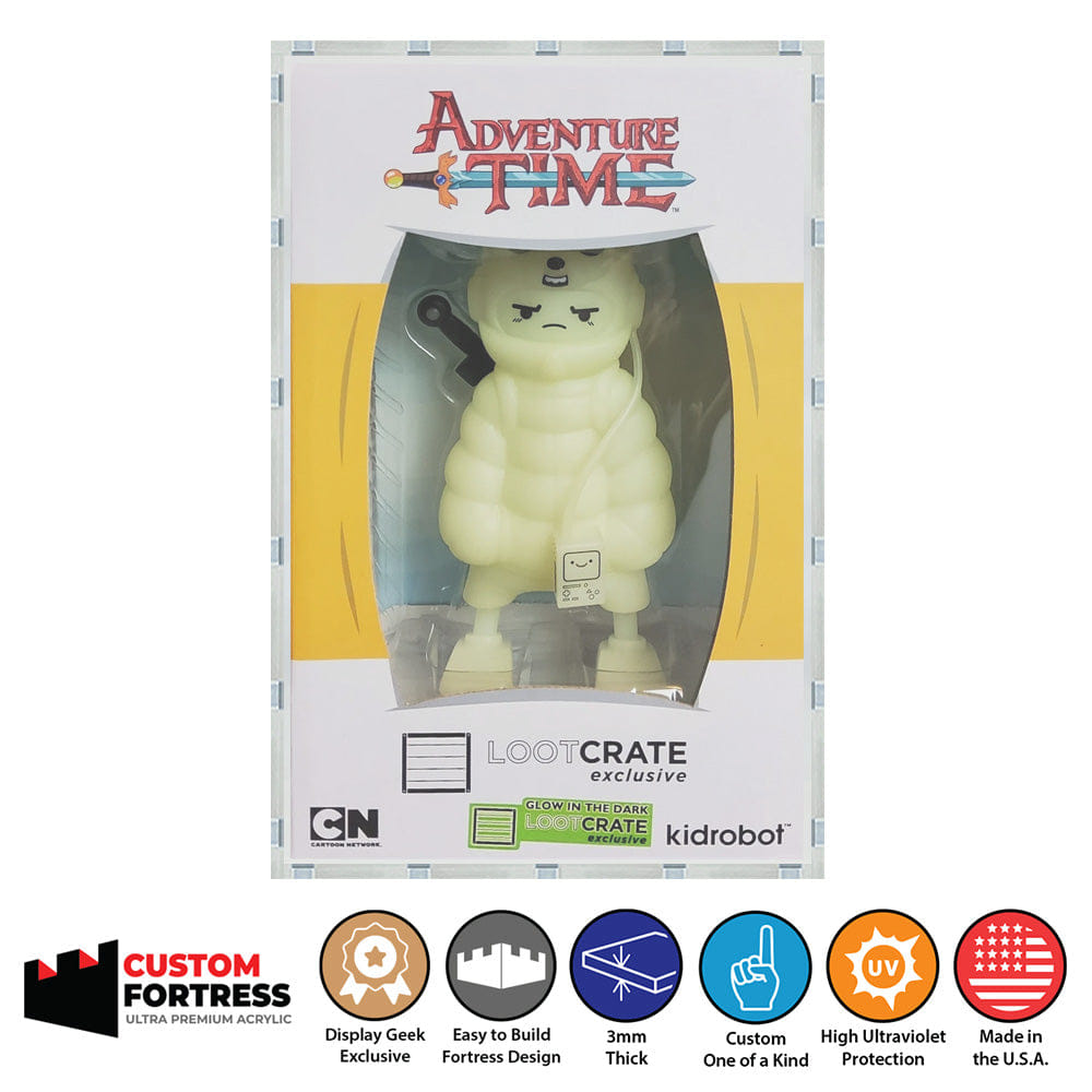 Flying Box Custom Acrylic Hard Case for KIDROBOT ADVENTURE TIME PUFF N LIL FINN Vinyl Figure Box (3 mm thick, UV Resistant) Fits 8.5h x 5.5w x 3.75d