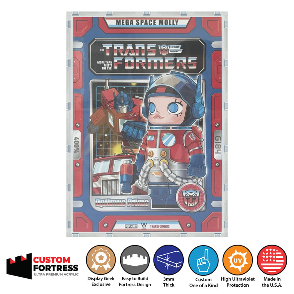 Flying Box Custom Acrylic Hard Case for MEGA SPACE MOLLY 400% TRANSFORMERS OPTIMUS PRIME Pop Mart Figure Box (3 mm thick, UV Resistant) Fits 13.3h x 9.25w x 6.9d
