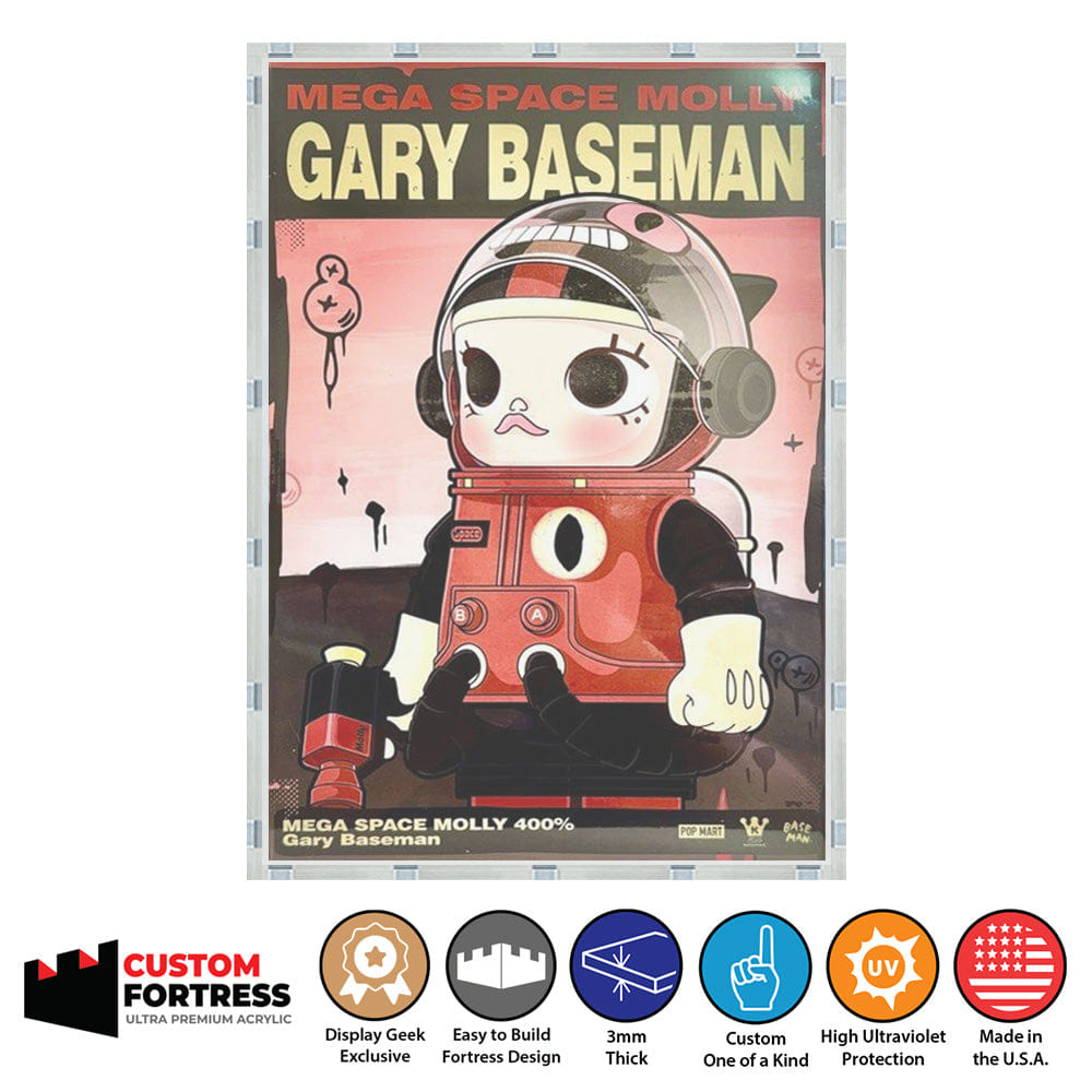 Flying Box Custom Acrylic Hard Case for MEGA SPACE MOLLY 400% GARY BASEMAN Pop Mart Figure Box (3 mm thick, UV Resistant) Fits 13.3h x 9.25w x 6.9d