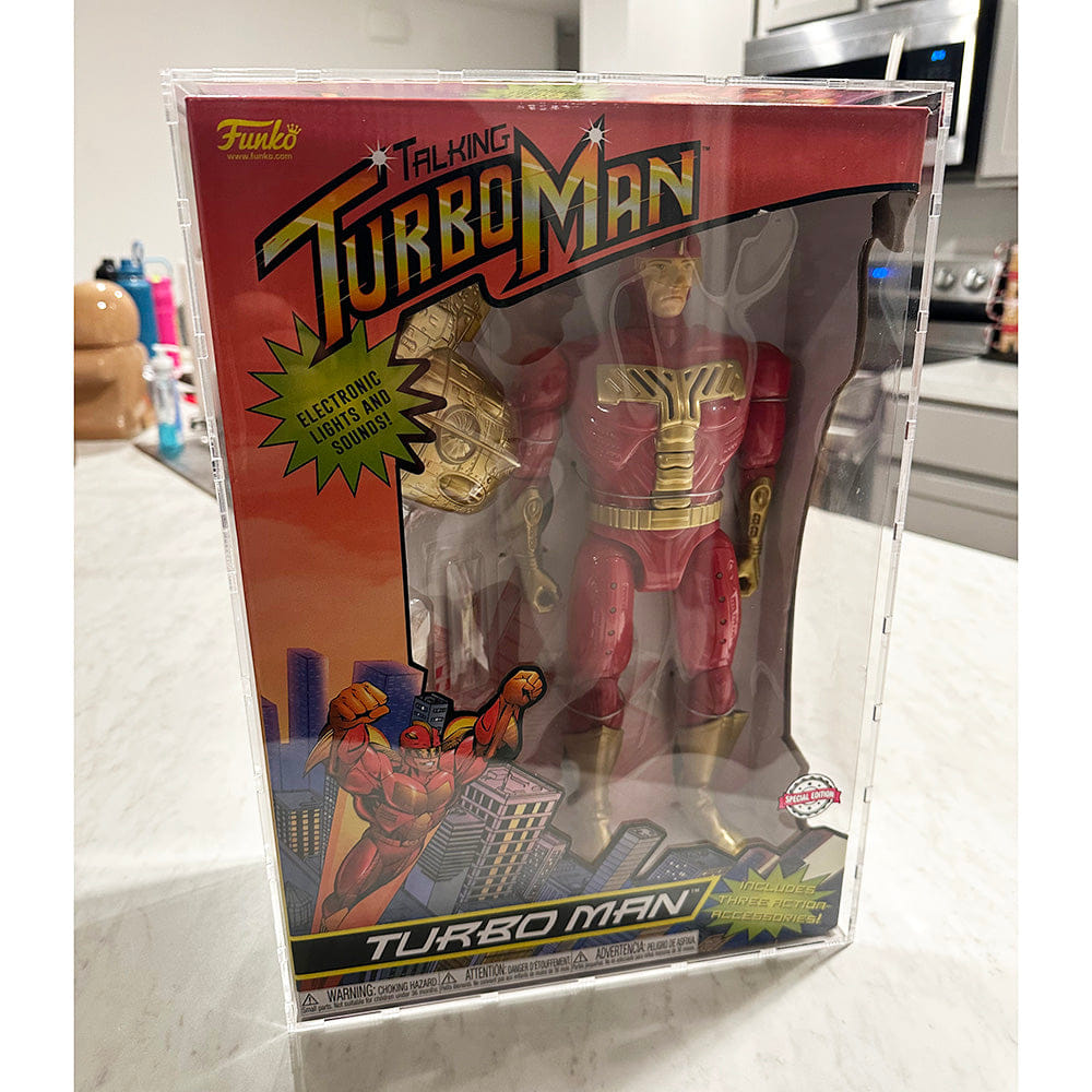 Flying Box Custom Acrylic Hard Case for TURBO MAN (FUNKO ONLY, NOT TIGER) Action Figure Grail Boxes (3 mm thick, UV Resistant) Fits 15h x 10.5w x 4.75d