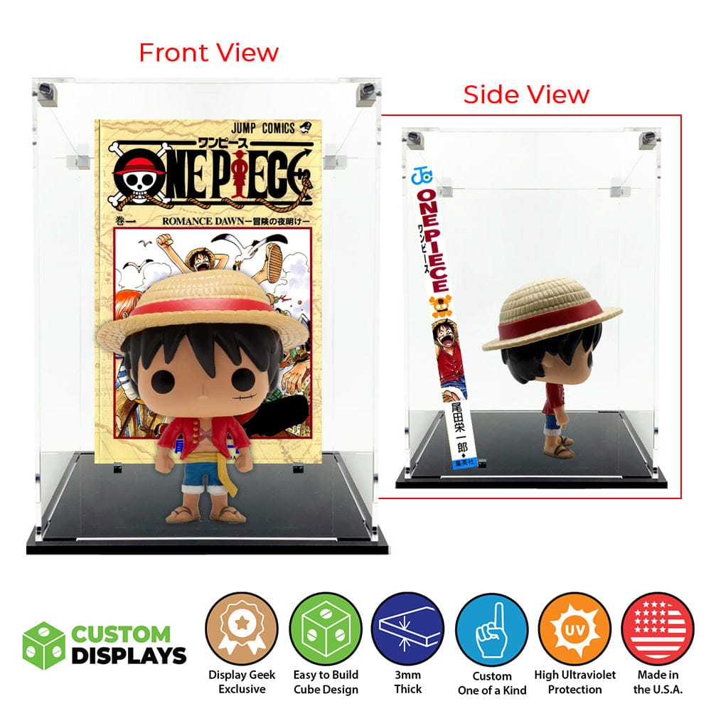 Flying Box Custom Acrylic Display Case for MANGA BOOK & FIGURE COMBO (3 mm thick, UV Resistant) Display Size 8h x 6.25w x 5.4d
