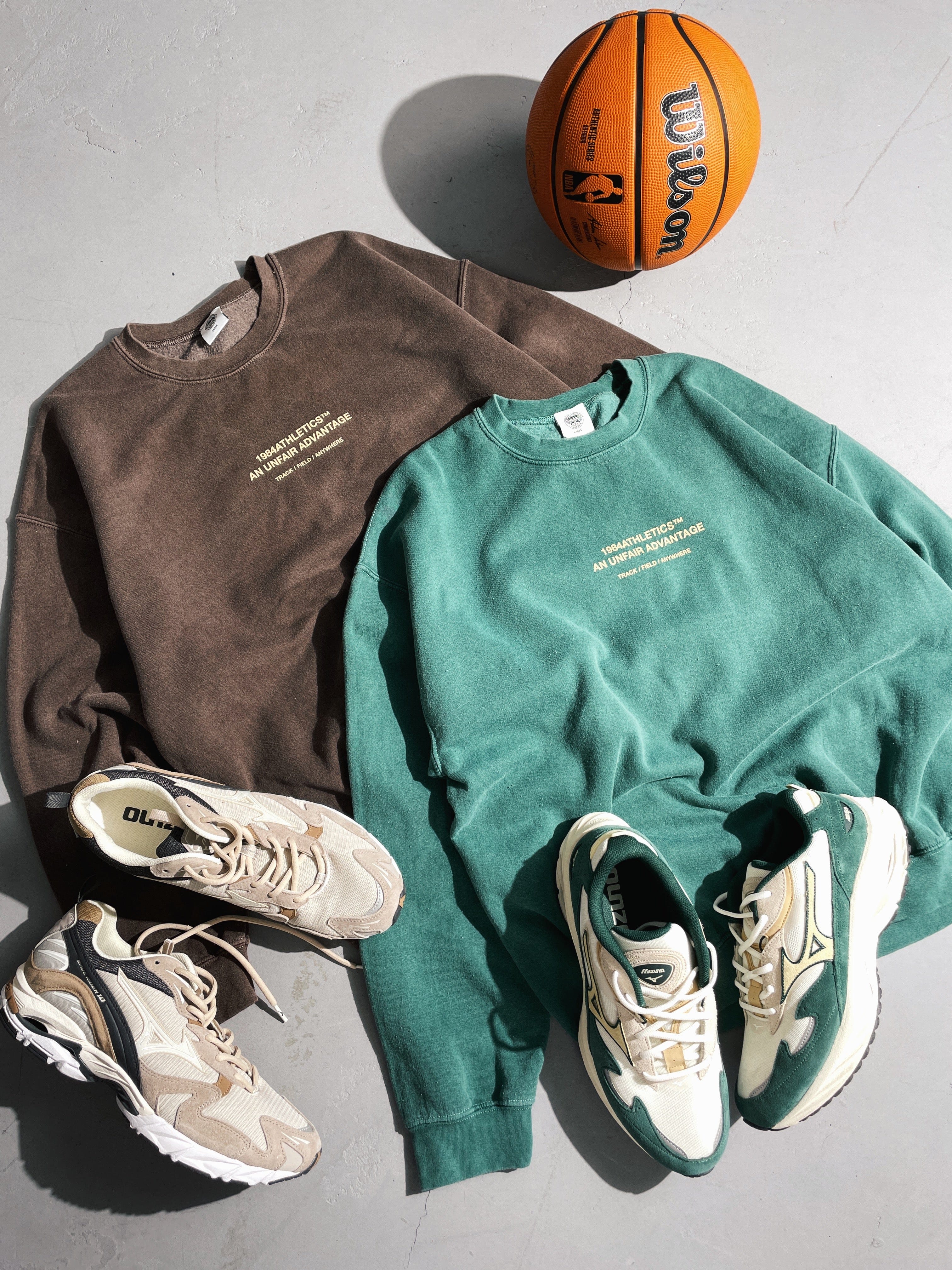 Vice 84 Athletics Vintage Washed Sweater Twinpack - Emerald Green/Chocolate