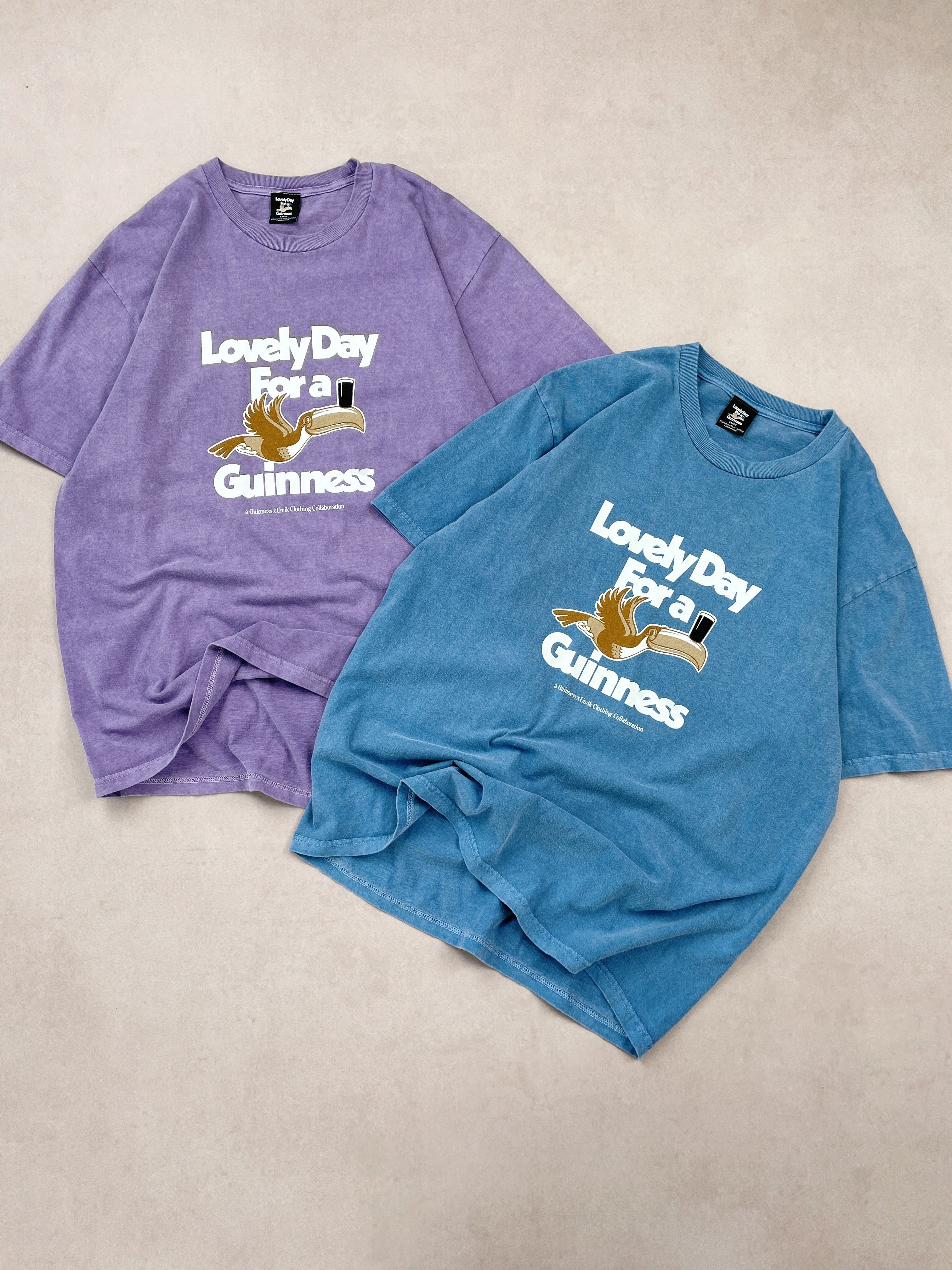 Guinness x UN:IK Lovely Day Vintage Washed T-Shirt Twinpack - Blue/Purple