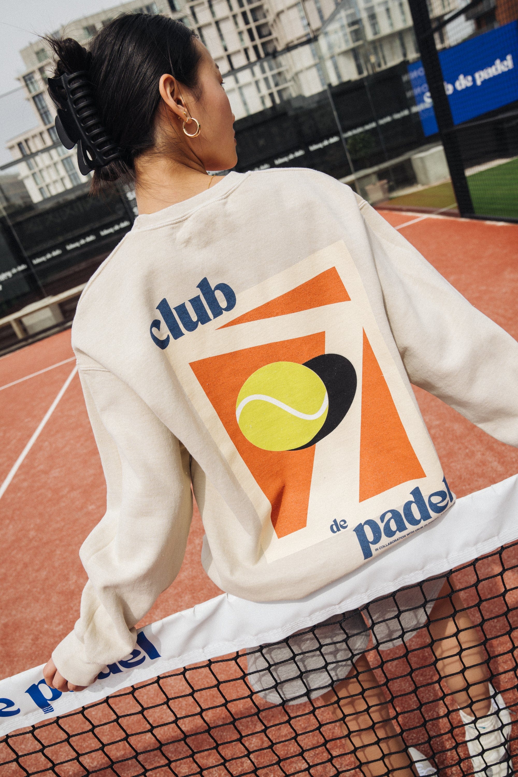 Club de Padel Classic Court Vintage Washed Sweater - Cream