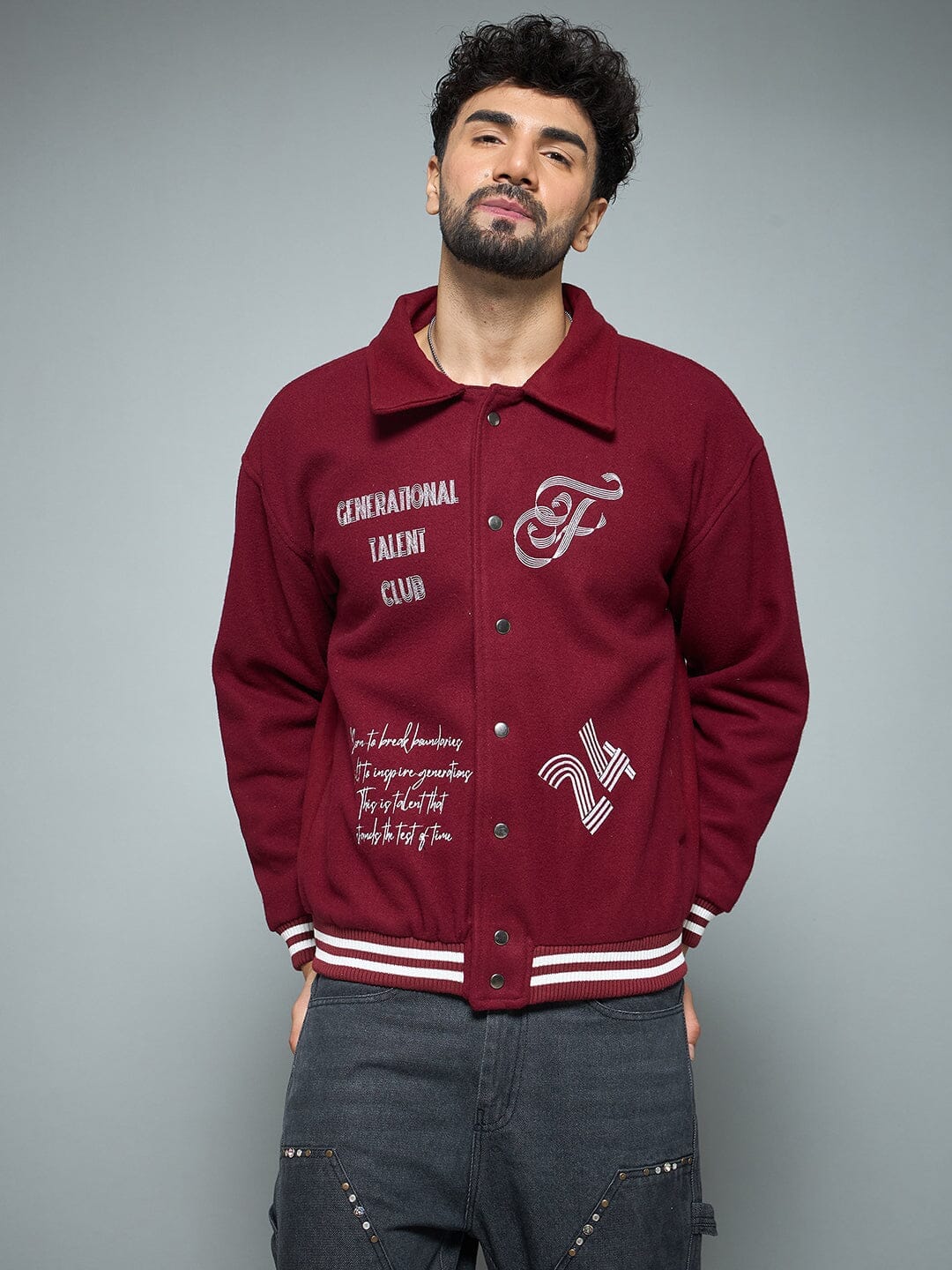Fugazee Maroon Generational Talent Varsity Jacket