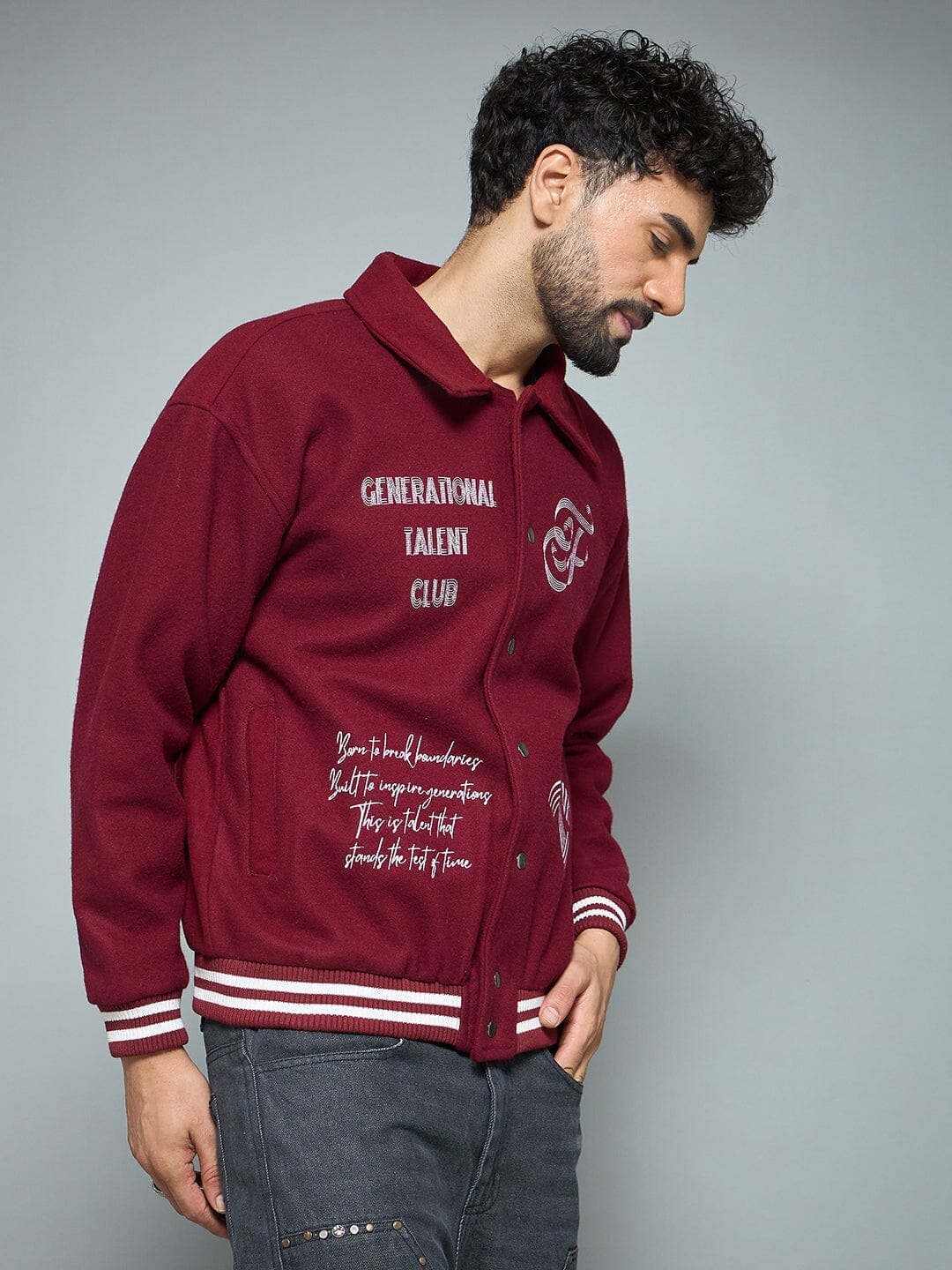 Fugazee Maroon Generational Talent Varsity Jacket