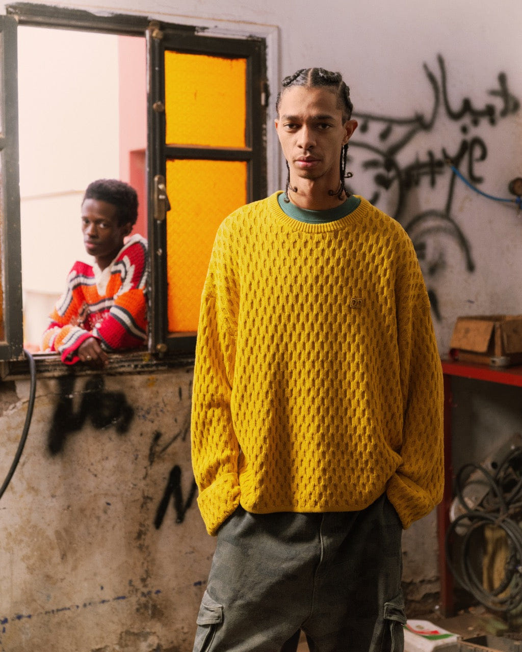 Yellow Misted Yellow Dp Badge Flat Knit Sweater
