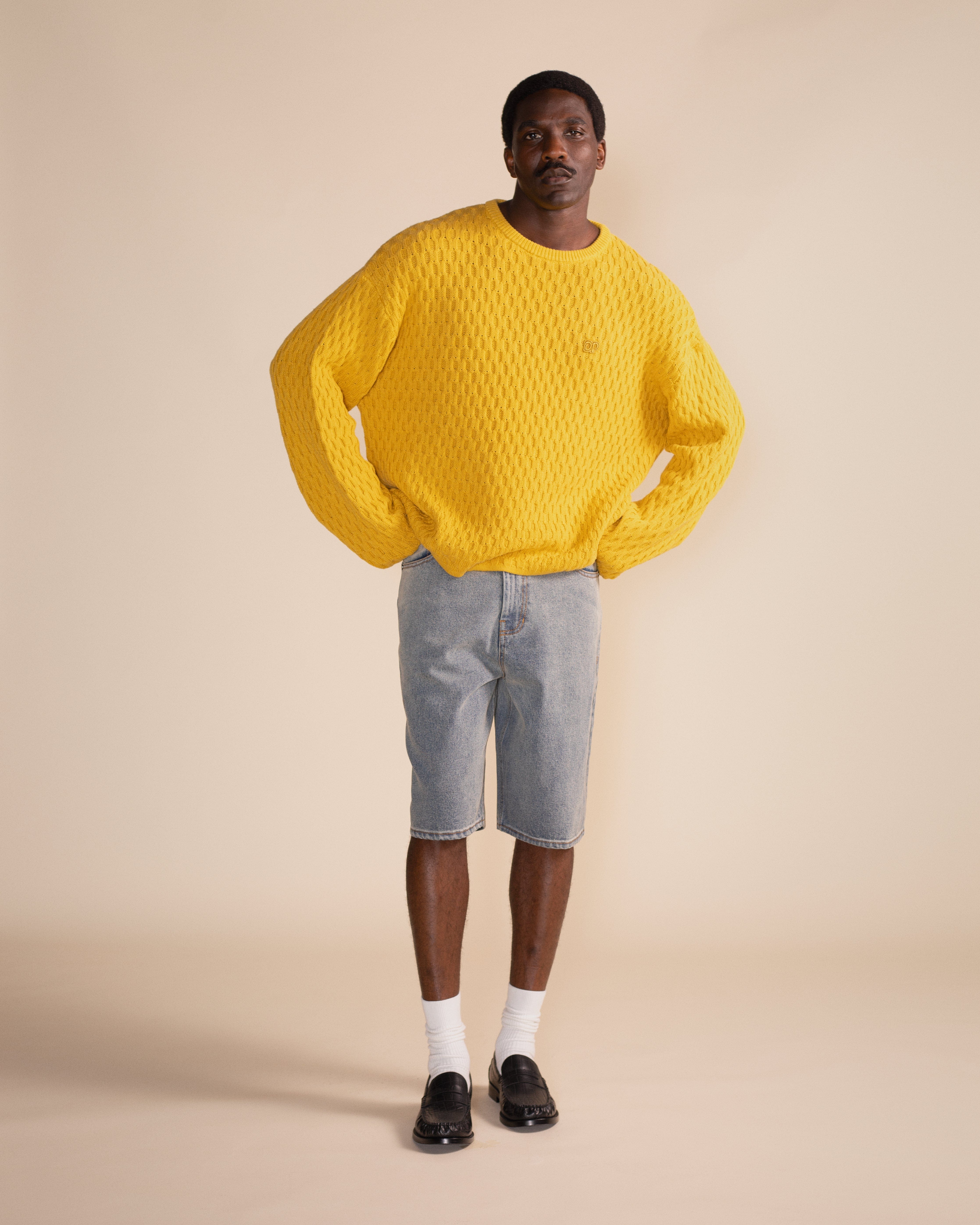 Yellow Misted Yellow Dp Badge Flat Knit Sweater