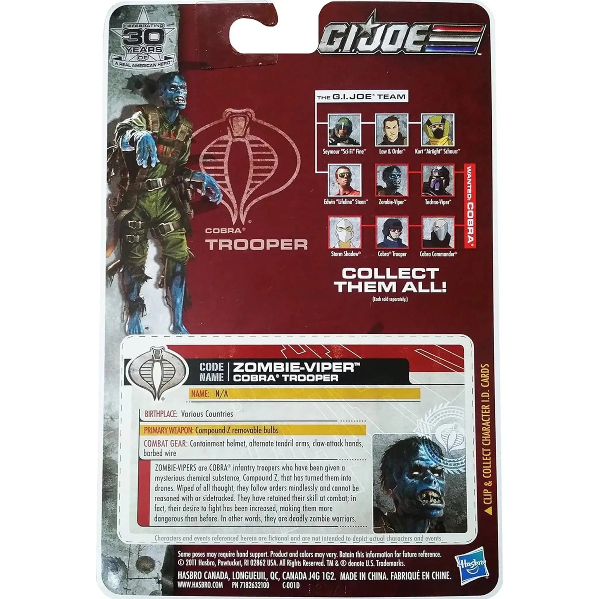 Hasbro G.I. Joe: A Real American Hero - Zombie - Viper Cobra Trooper Action Figure (3.75") - Hasbro - 30 Years of A Real American Hero Series - (2011)