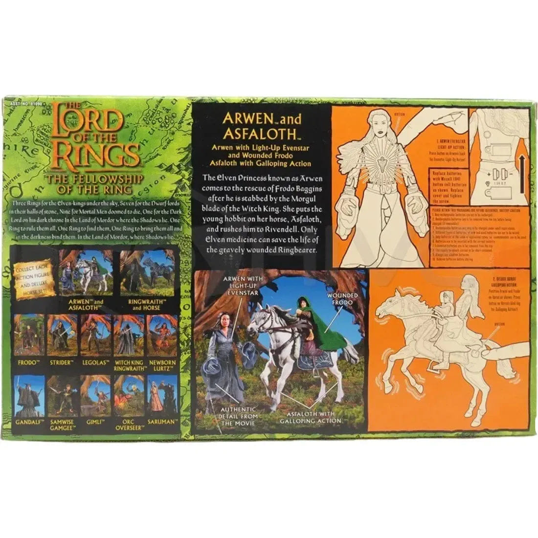 Toy Biz The Lord of the Rings: The Fellowship of the Ring - Arwen, Asfaloth & Wounded Frodo Deluxe Horse and Rider Action Figure Set - Toy Biz