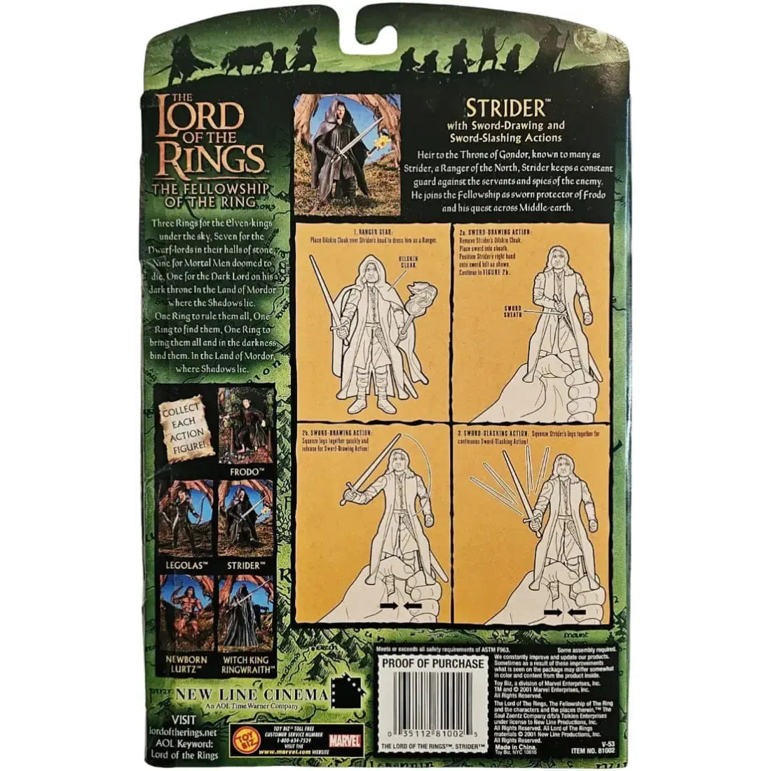Toy Biz The Lord of the Rings: The Fellowship of the Ring - Strider Outfit Aragorn Action Figure (6.5") - Toy Biz