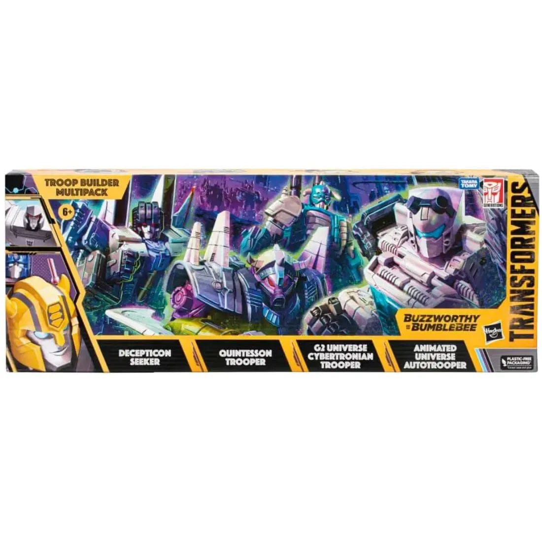 Tomy Transformers - Troop Builder Multipack Action Figure Set (Decepticon Seeker, Quintesson Trooper, G1 Universe Cybertronian Trooper & Animated Universe Autotrooper) - Tomy