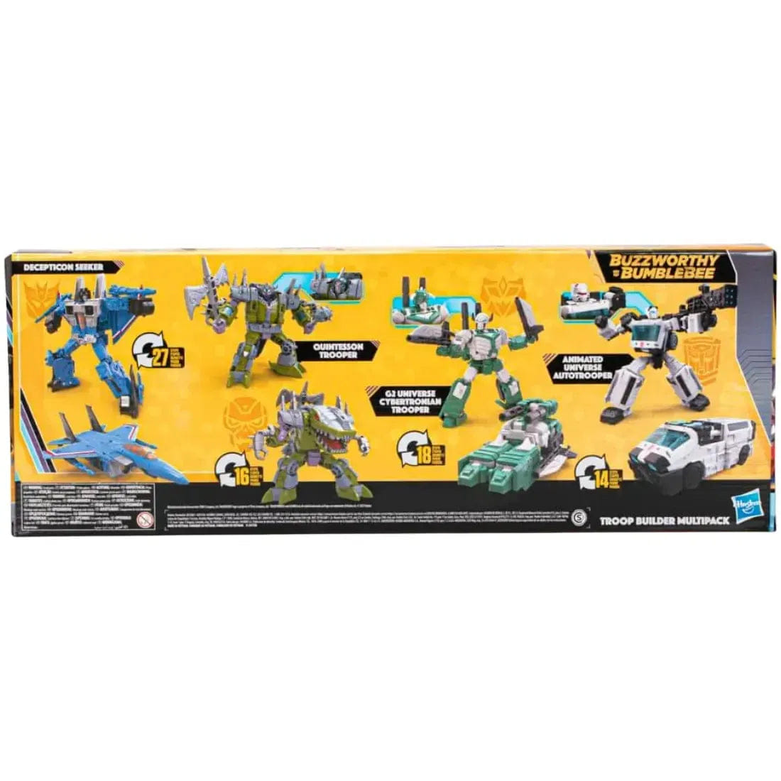 Tomy Transformers - Troop Builder Multipack Action Figure Set (Decepticon Seeker, Quintesson Trooper, G1 Universe Cybertronian Trooper & Animated Universe Autotrooper) - Tomy